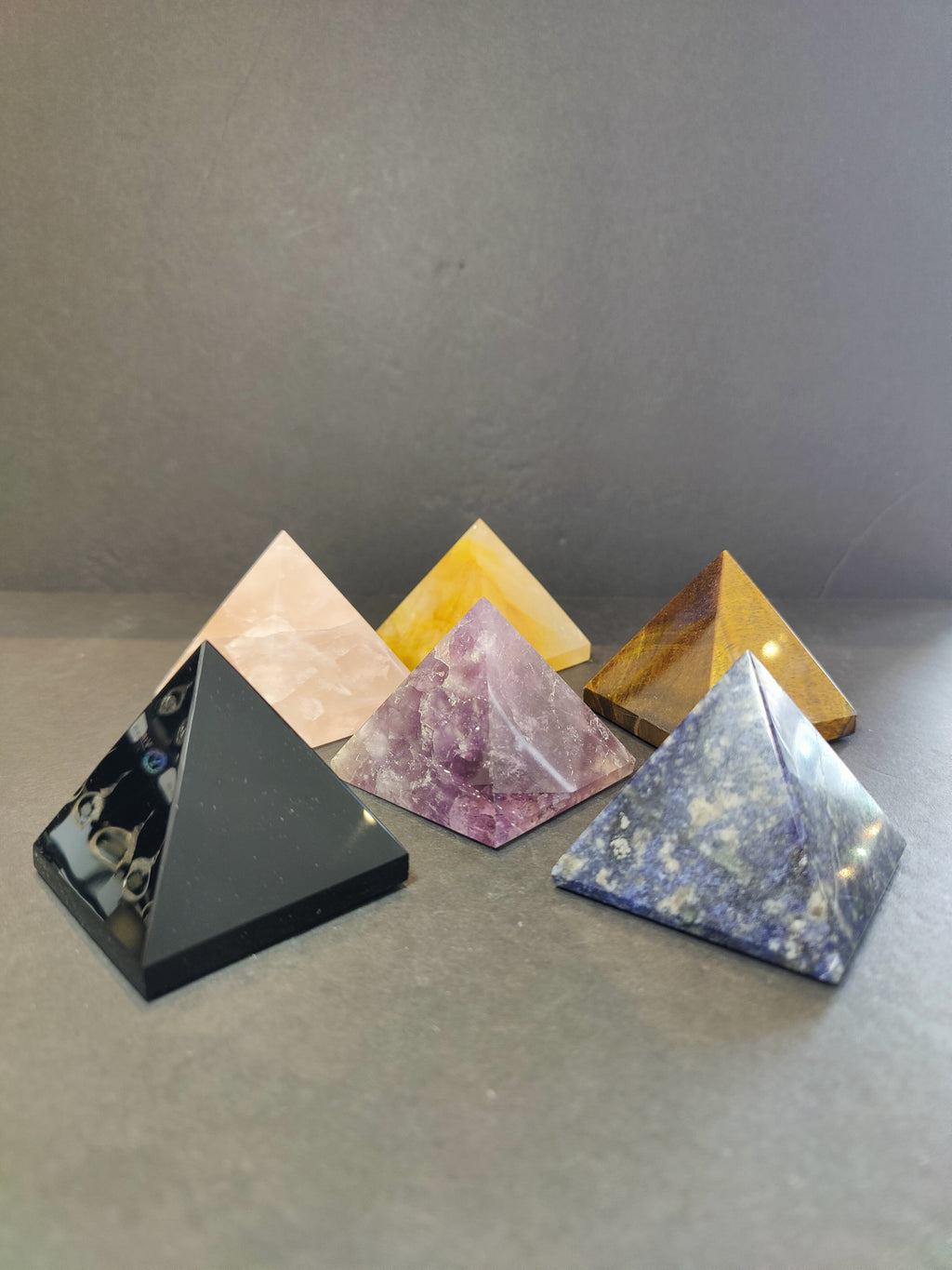 Crystal Polished Pyramid Sculpture Assorted Stones