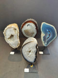 Polished Agate Geode on Metal Stand