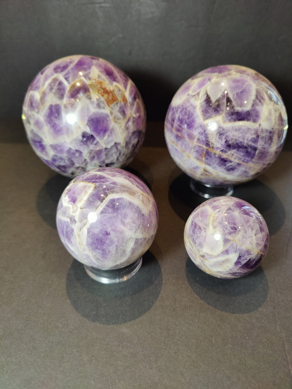 Chevron Amethyst Polished Sphere Sculpture