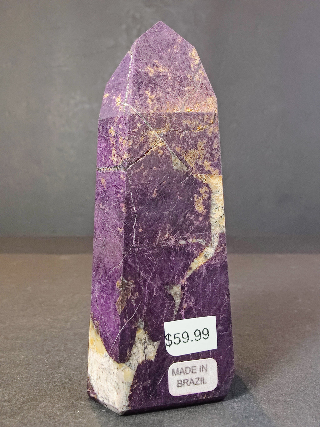 Purpurite Polished Obelisk Tower Sculpture