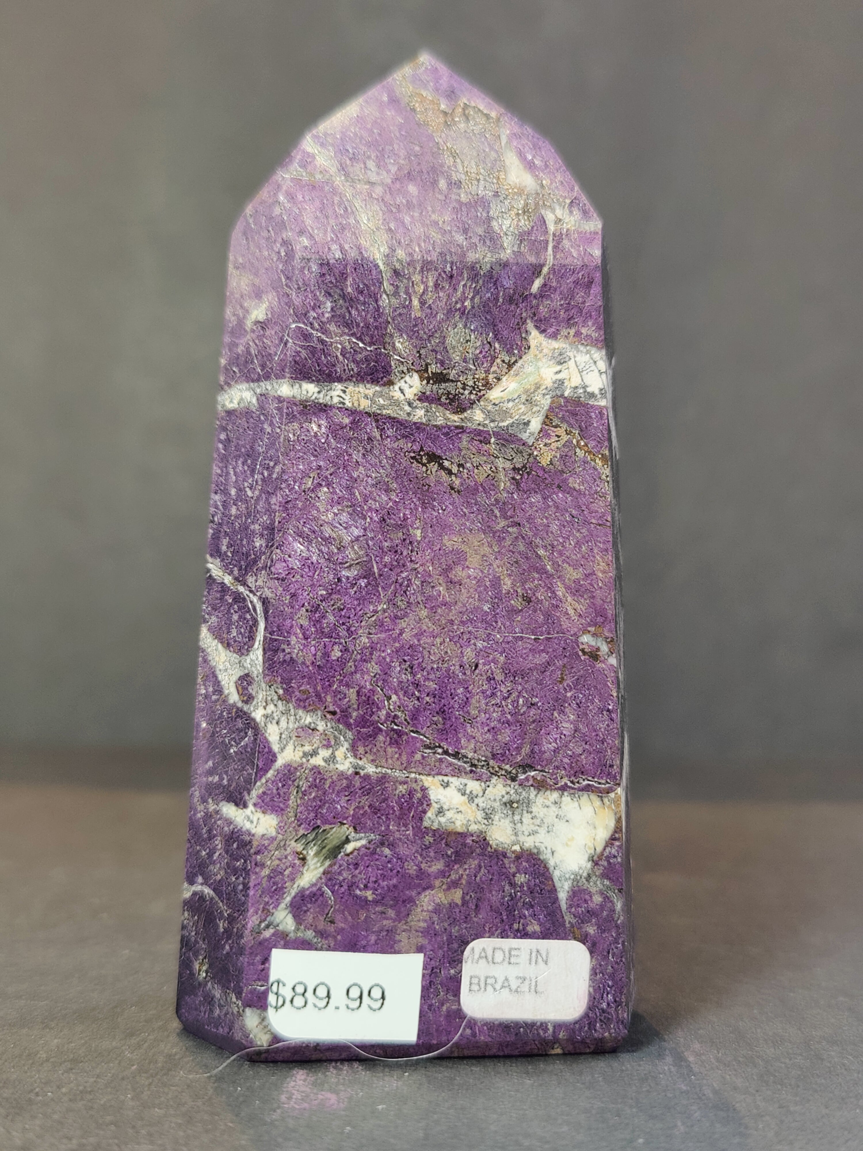 Purpurite Polished Obelisk Tower Sculpture