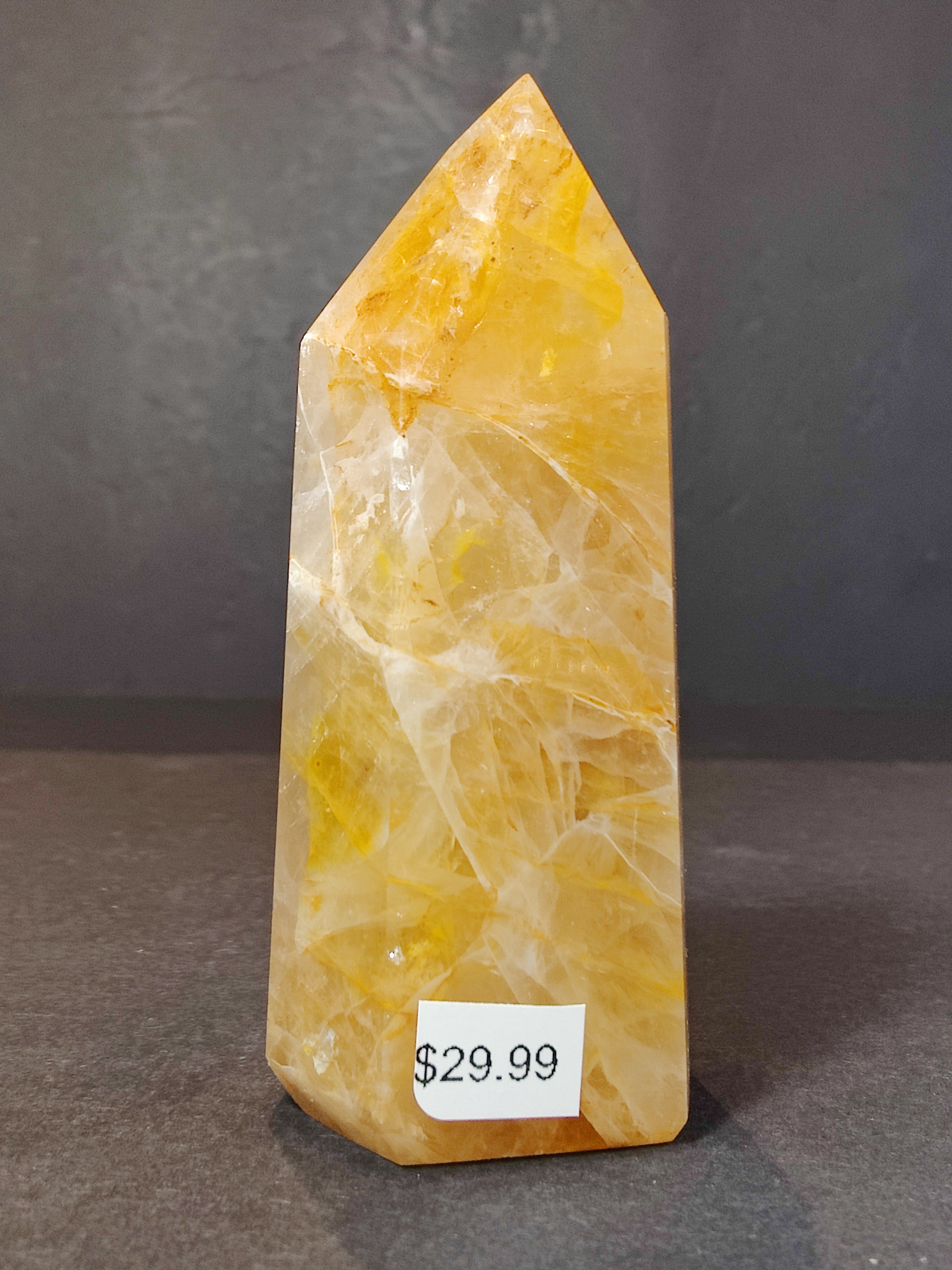 Golden Healer (Hematoid) Quartz Polished Obelisk Tower Sculpture