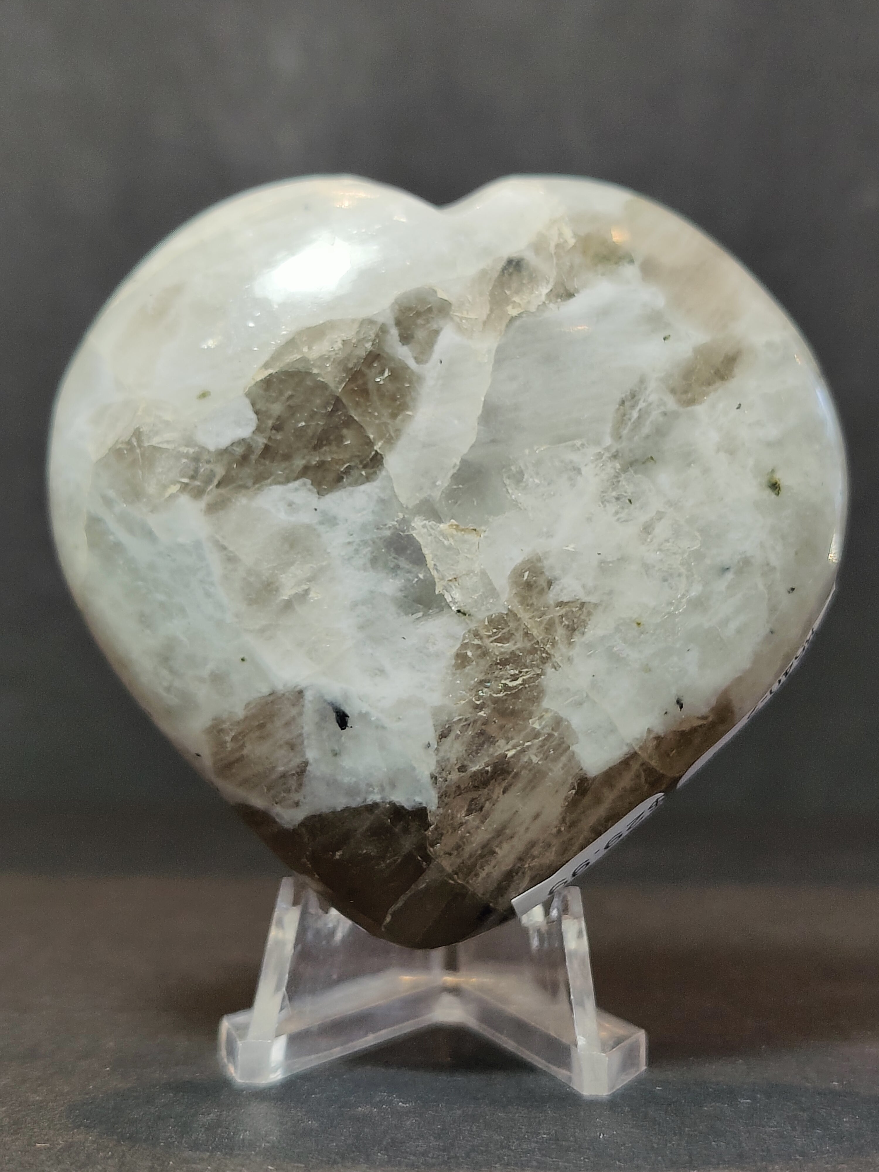Moonstone Polished Heart & Palmstone Sculpture