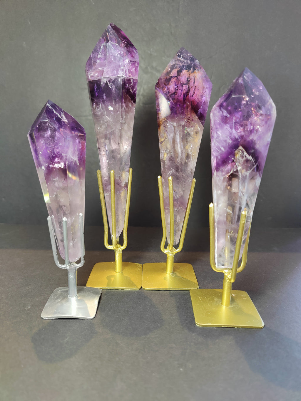 Amethyst Polished Scepter Wand on Metal Stand