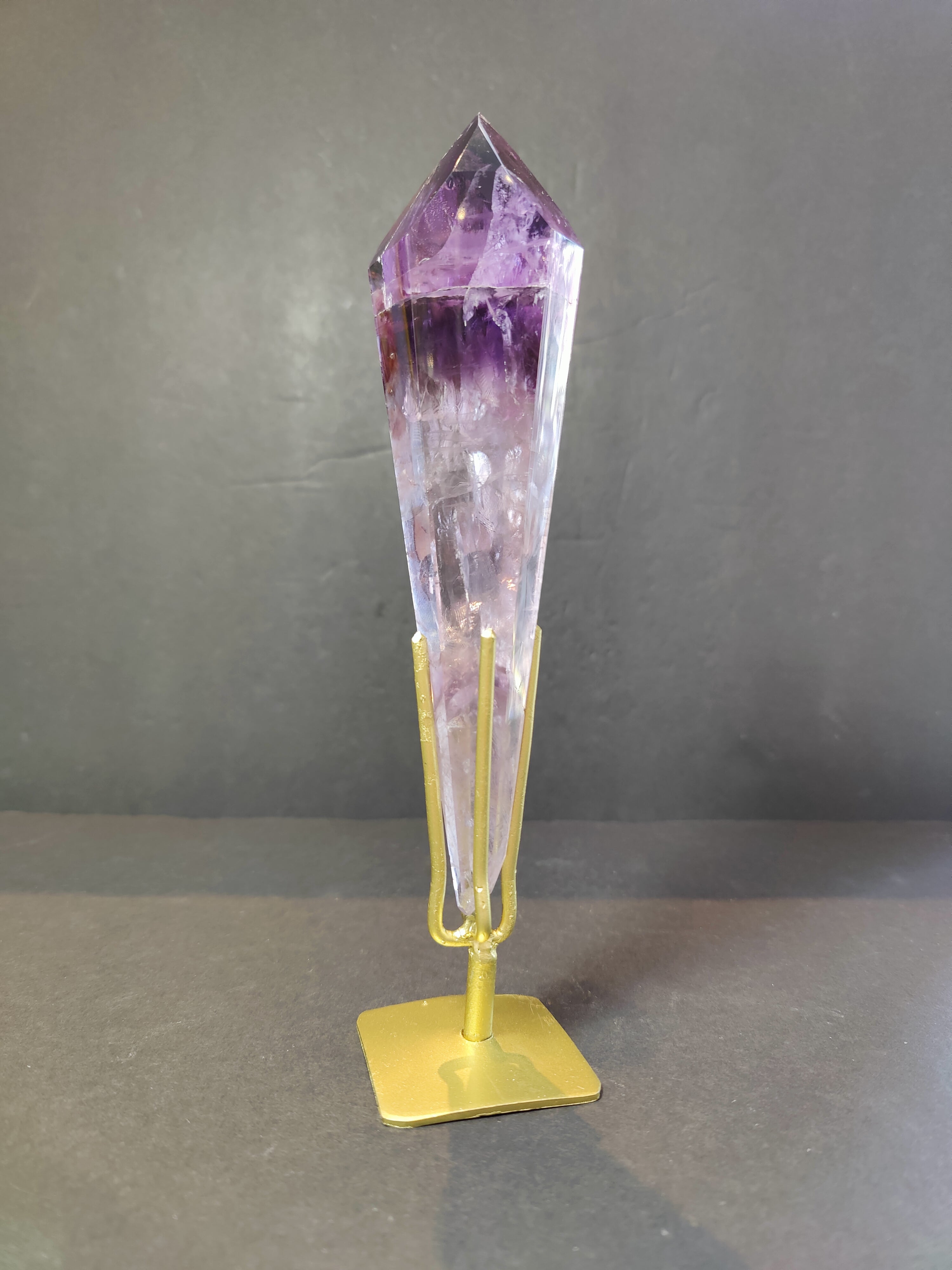 Amethyst Polished Scepter Wand on Metal Stand