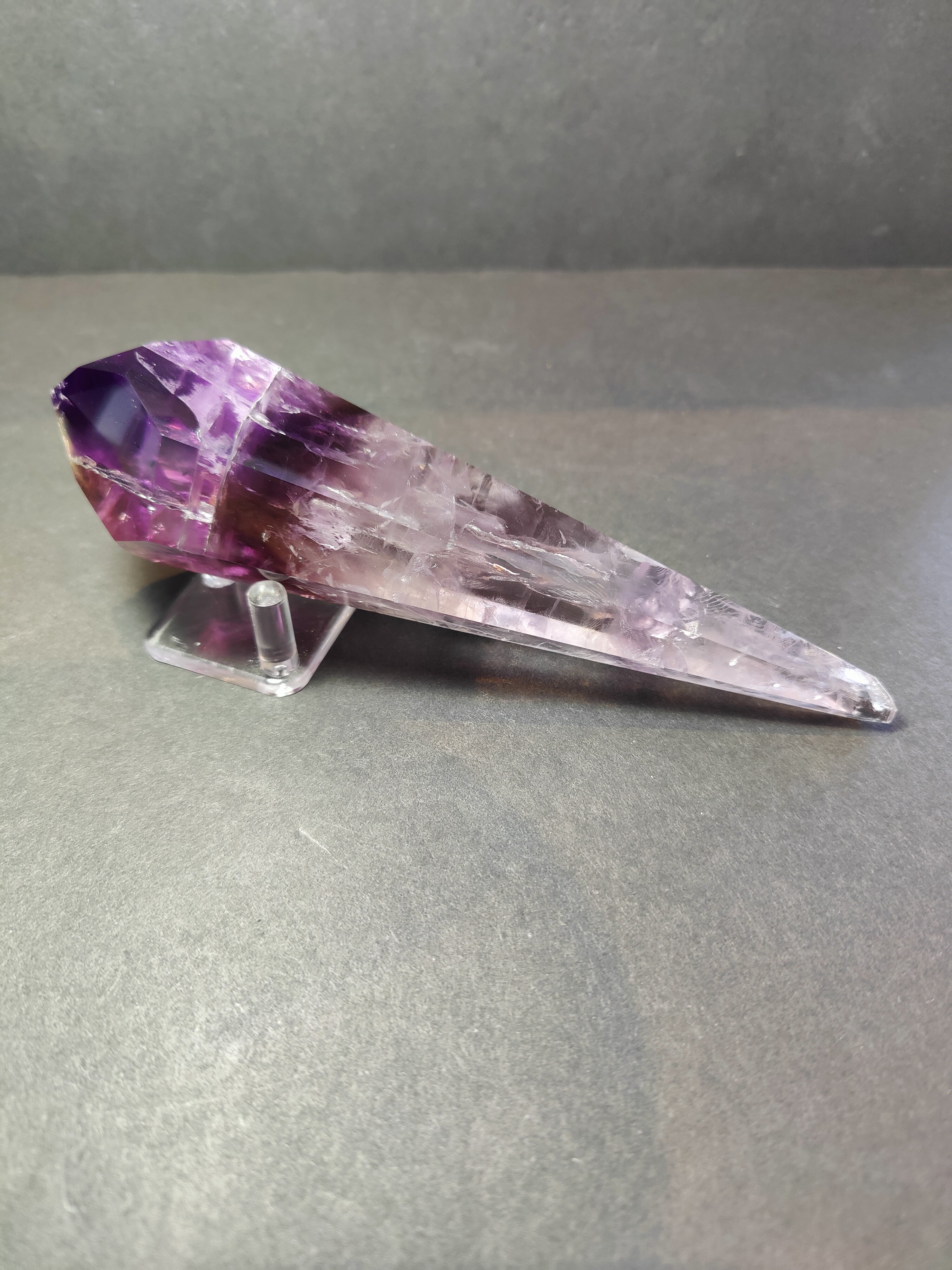 Amethyst Polished Scepter Wand on Metal Stand