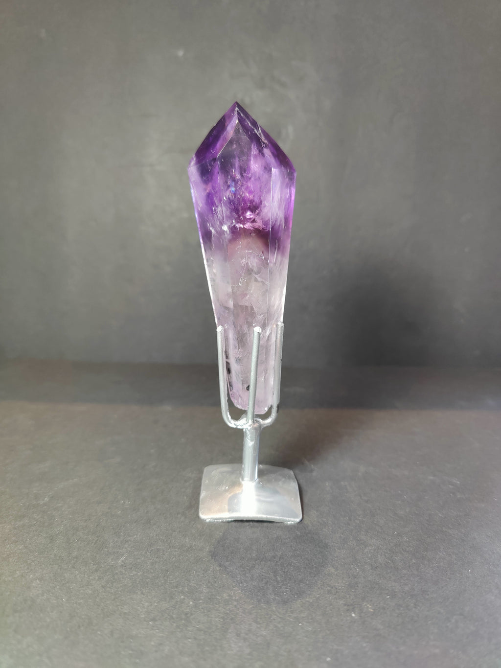 Amethyst Polished Scepter Wand on Metal Stand