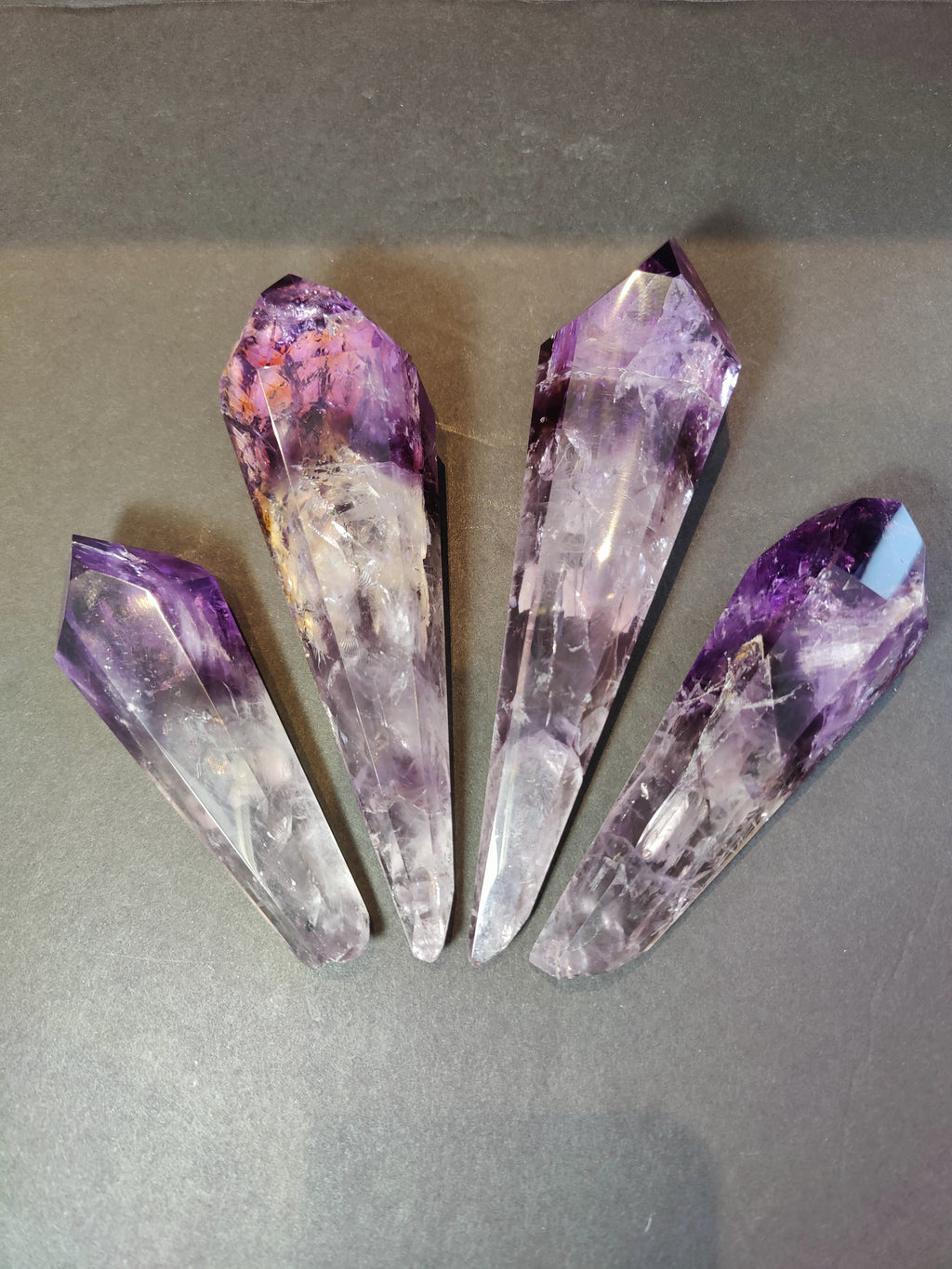 Amethyst Polished Scepter Wand on Metal Stand