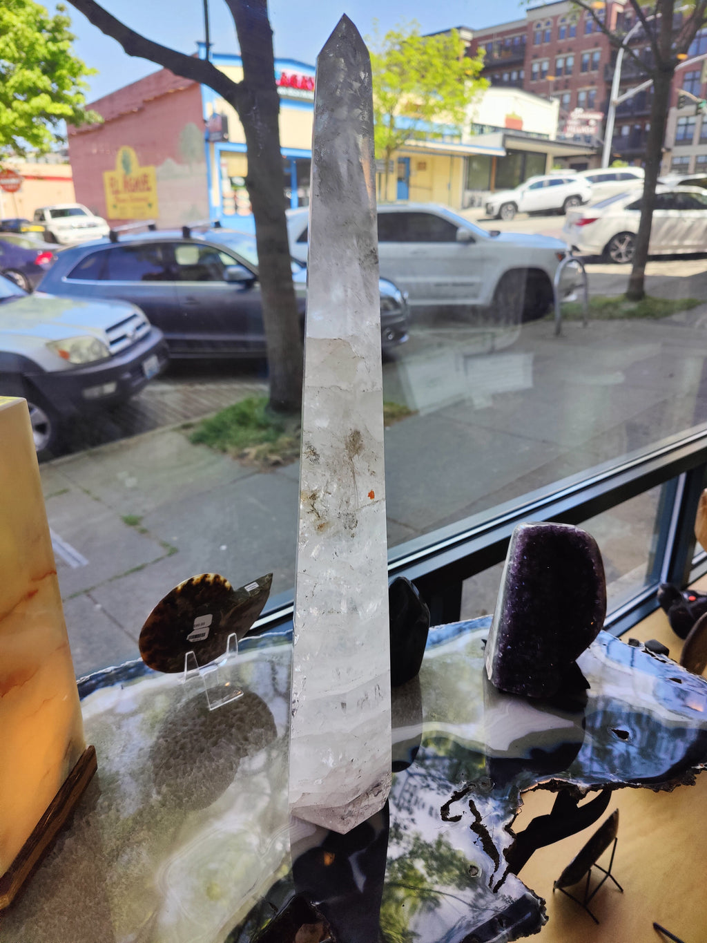 Clear Quartz Polished Obelisk Sculpture 3.35kg 20.5" | Rare Earth Gallery