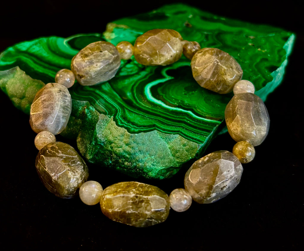 Earthbound Labradorite Nugget Bracelet – Reiki-Infused Limited Edition (Small–Medium Fit)