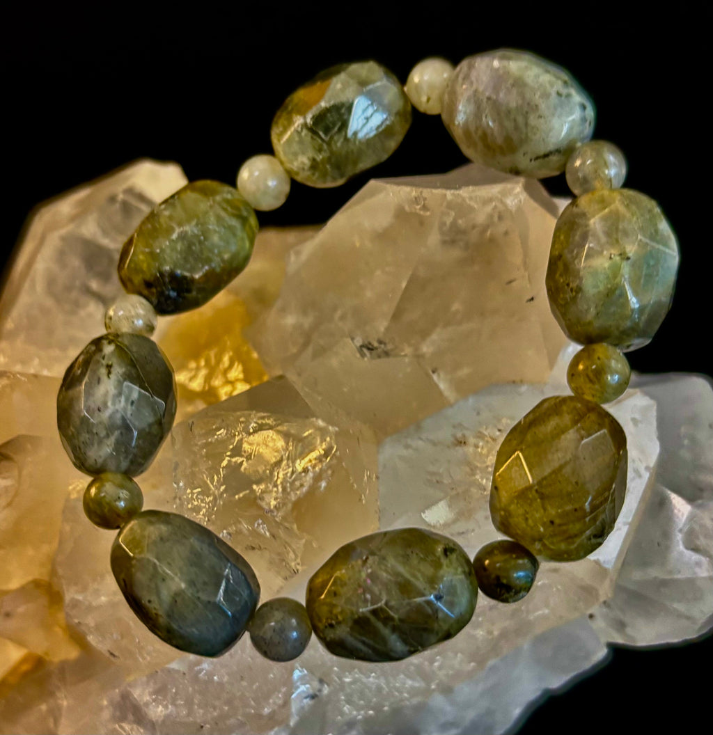 Earthbound Labradorite Nugget Bracelet – Reiki-Infused Limited Edition (Small–Medium Fit)