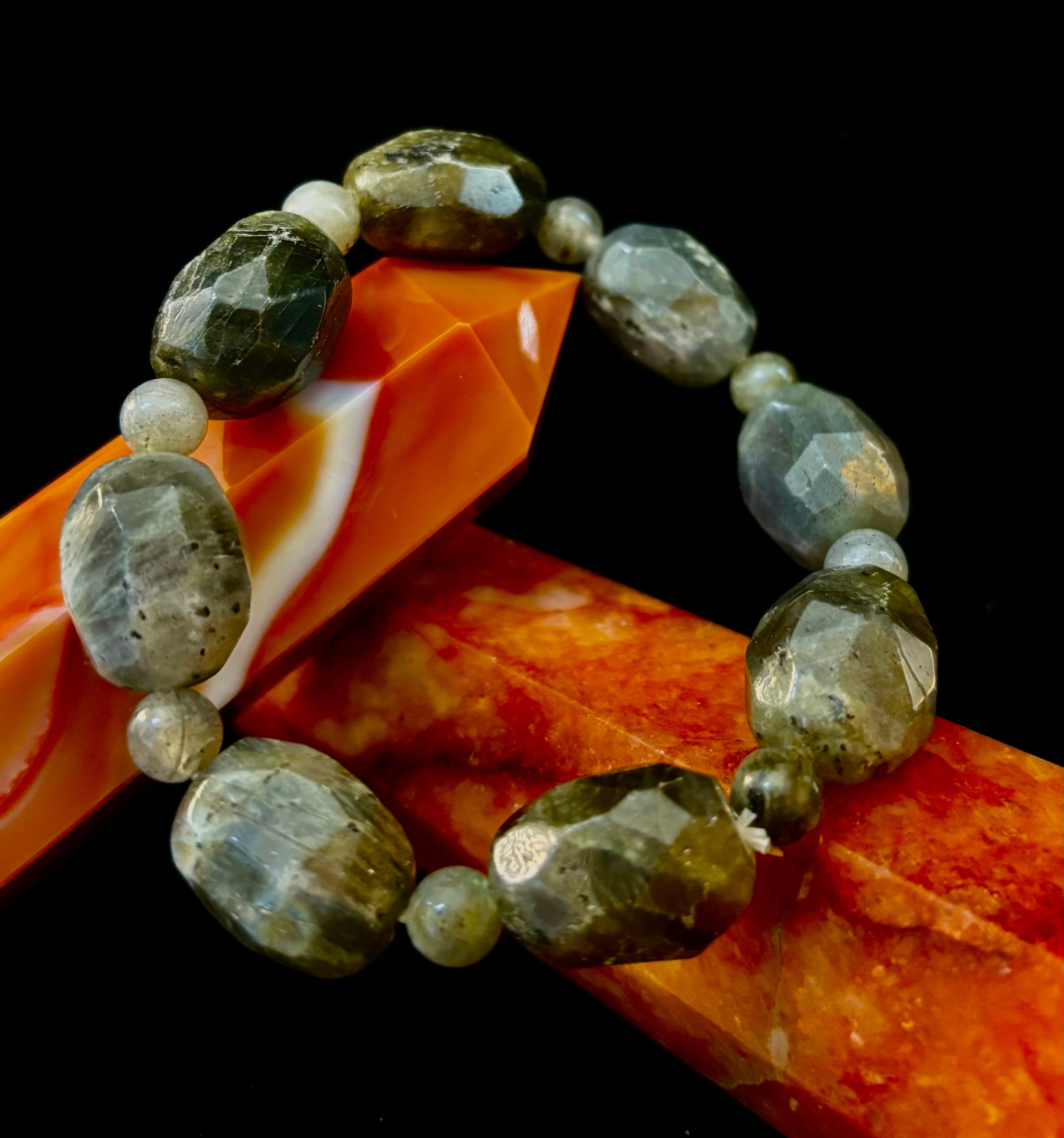 Earthbound Labradorite Nugget Bracelet – Reiki-Infused Limited Edition (Small–Medium Fit)