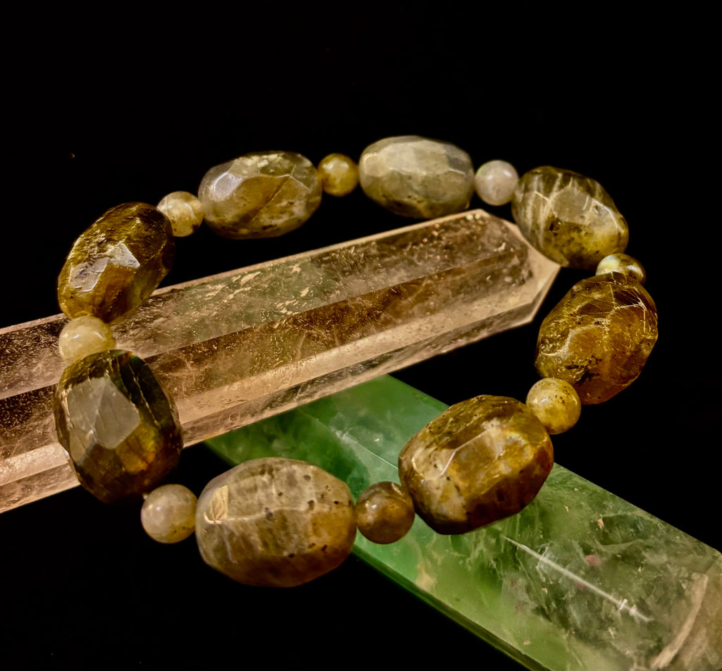 Earthbound Labradorite Nugget Bracelet – Reiki-Infused Limited Edition (Small–Medium Fit)