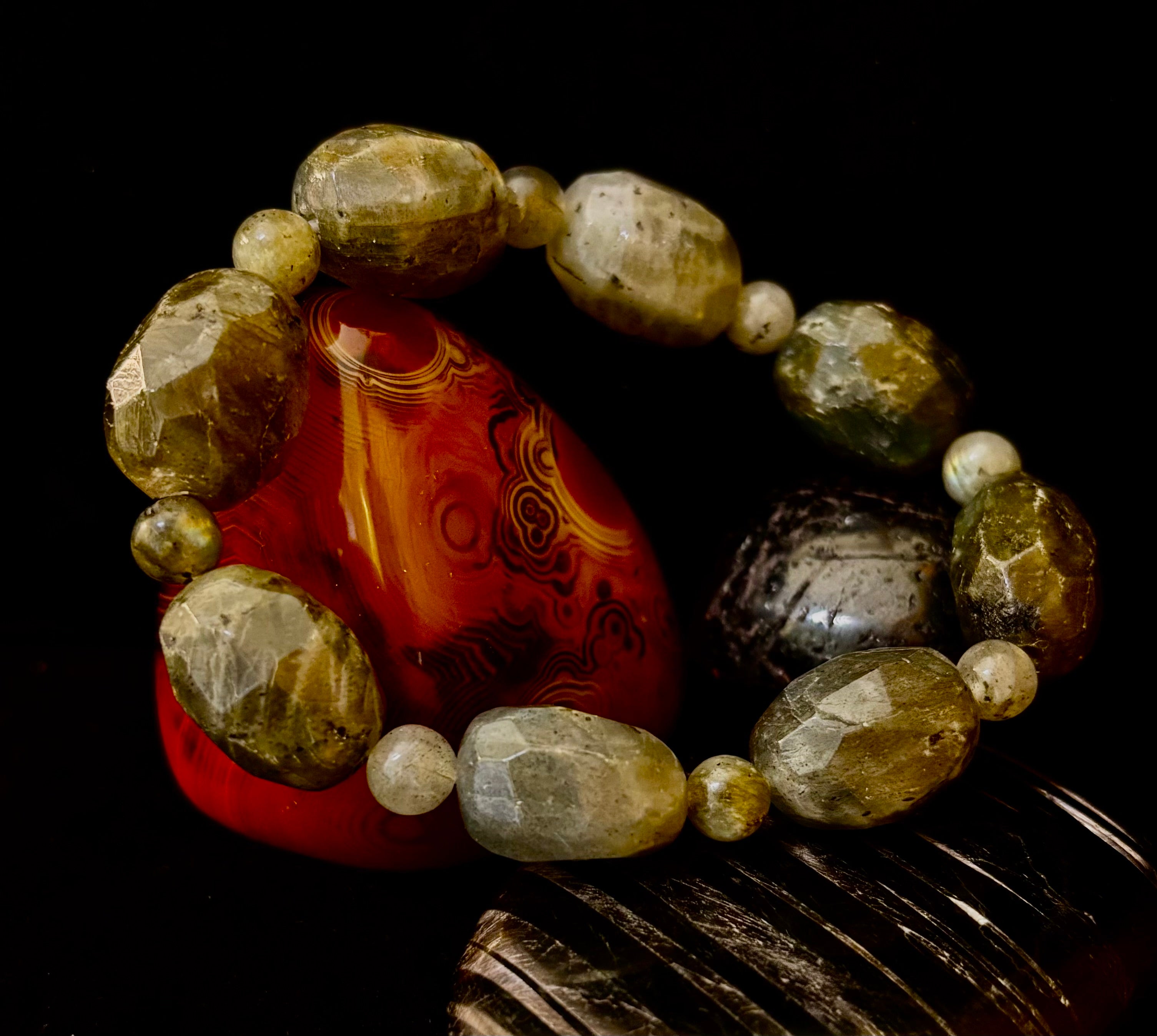 Earthbound Labradorite Nugget Bracelet – Reiki-Infused Limited Edition (Small–Medium Fit)