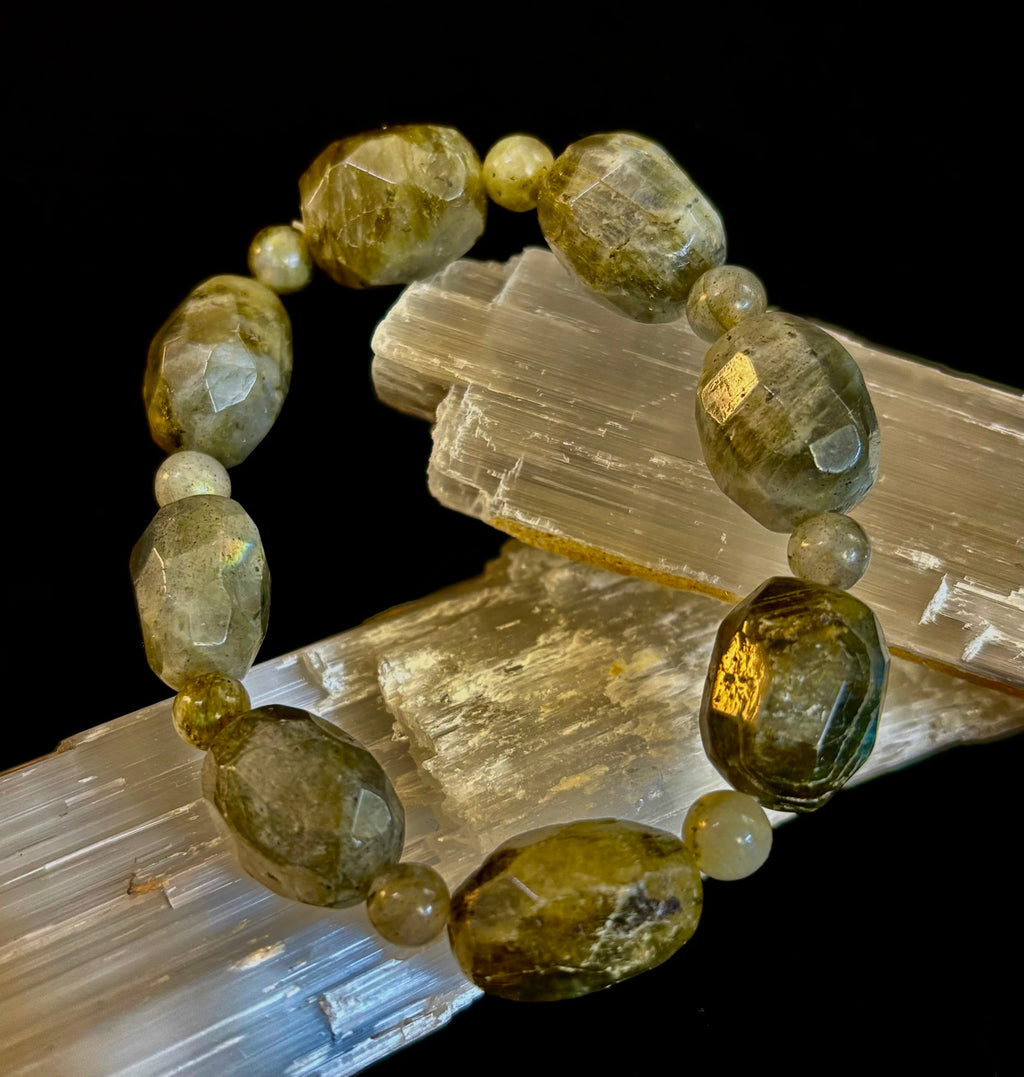 Earthbound Labradorite Nugget Bracelet – Reiki-Infused Limited Edition (Small–Medium Fit)
