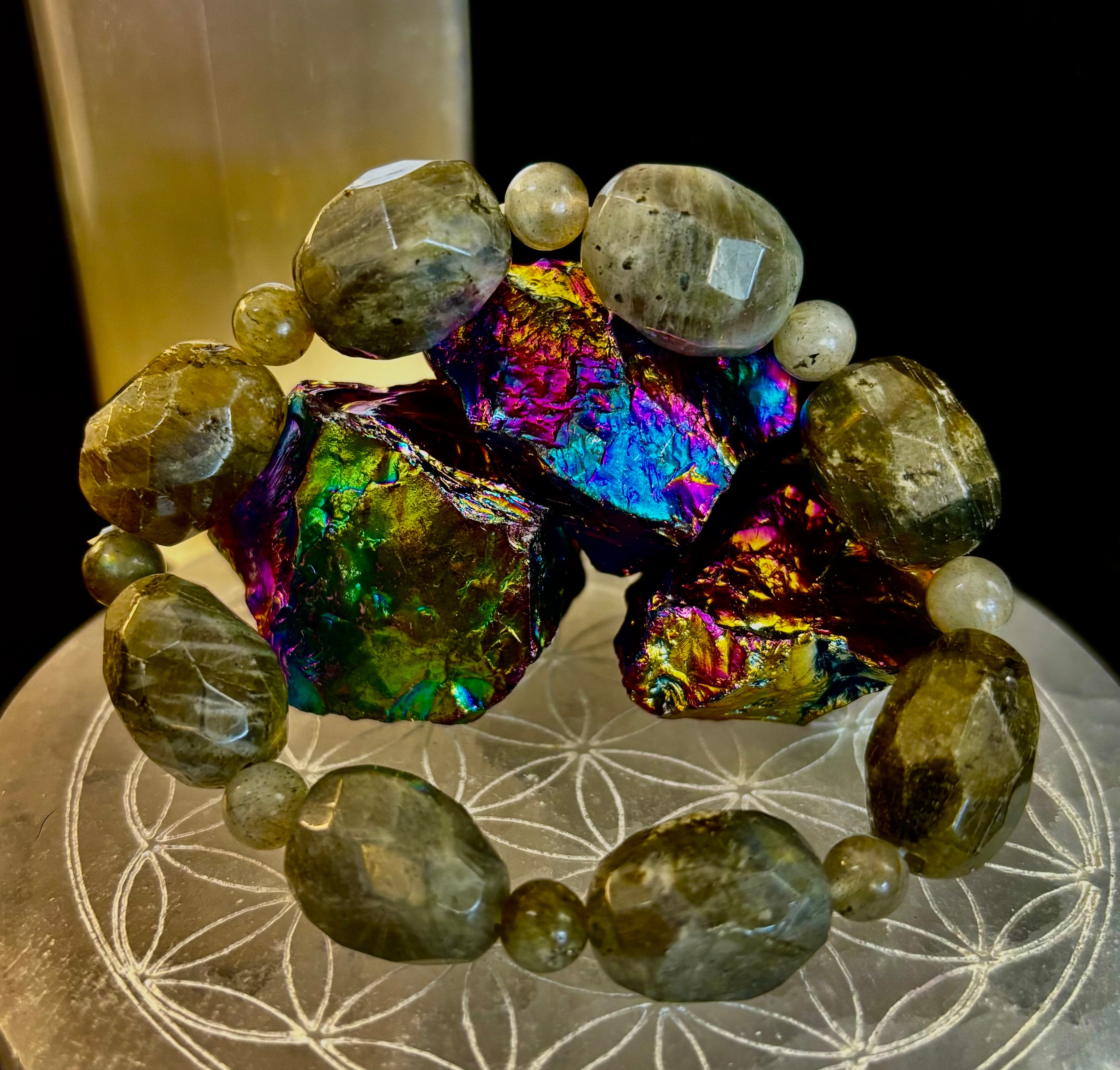 Earthbound Labradorite Nugget Bracelet – Reiki-Infused Limited Edition (Small–Medium Fit)