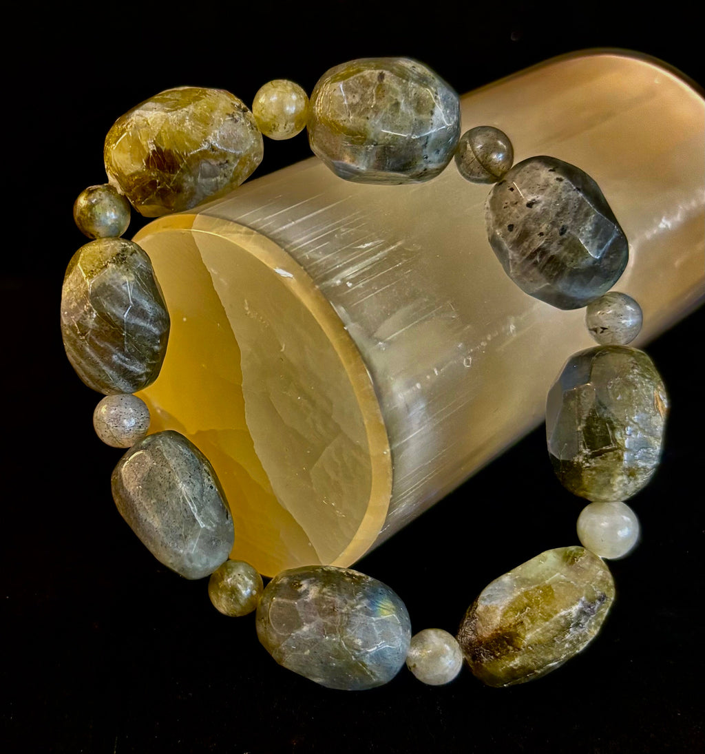 Earthbound Labradorite Nugget Bracelet – Reiki-Infused Limited Edition (Small–Medium Fit)