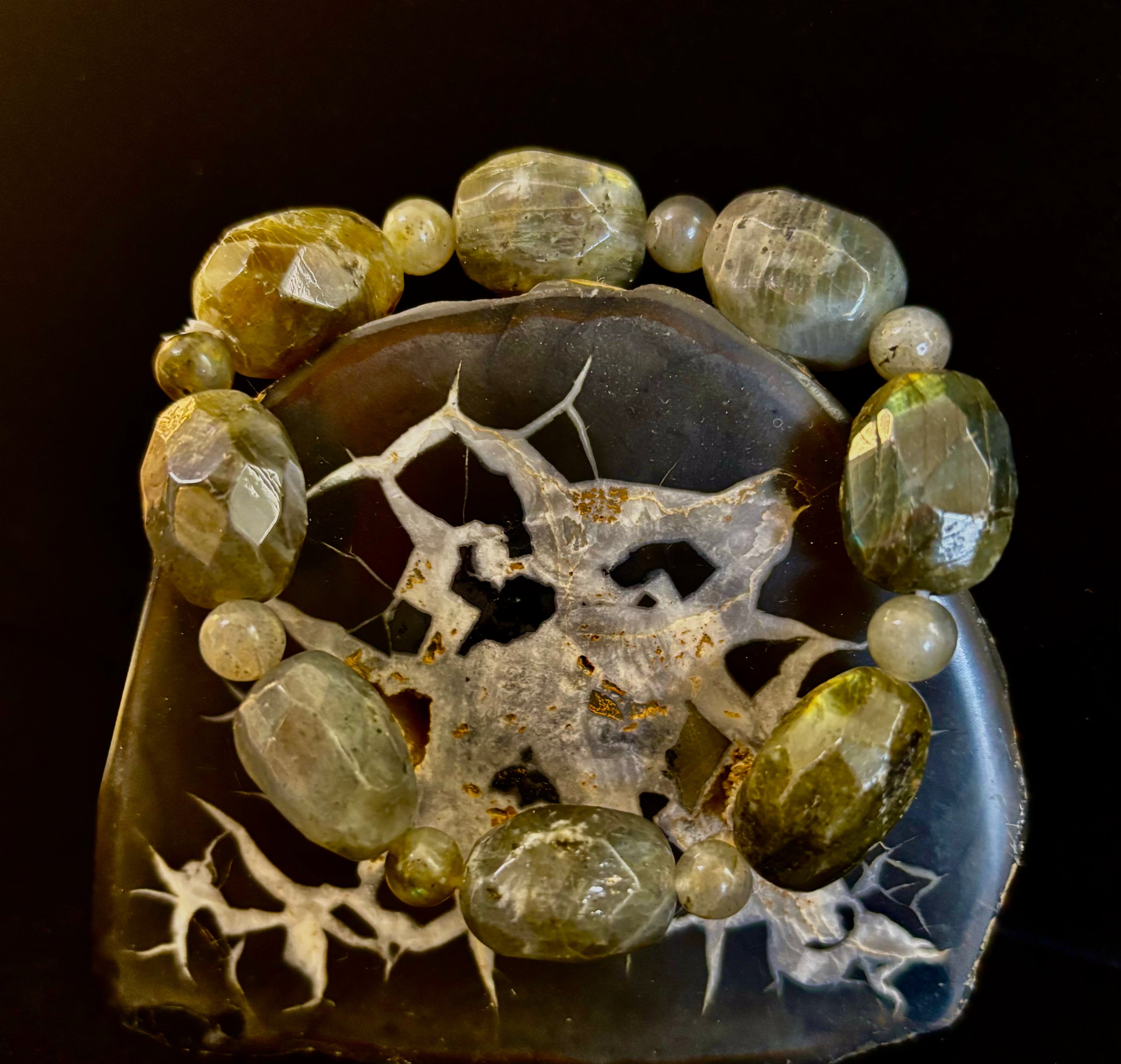 Earthbound Labradorite Nugget Bracelet – Reiki-Infused Limited Edition (Small–Medium Fit)