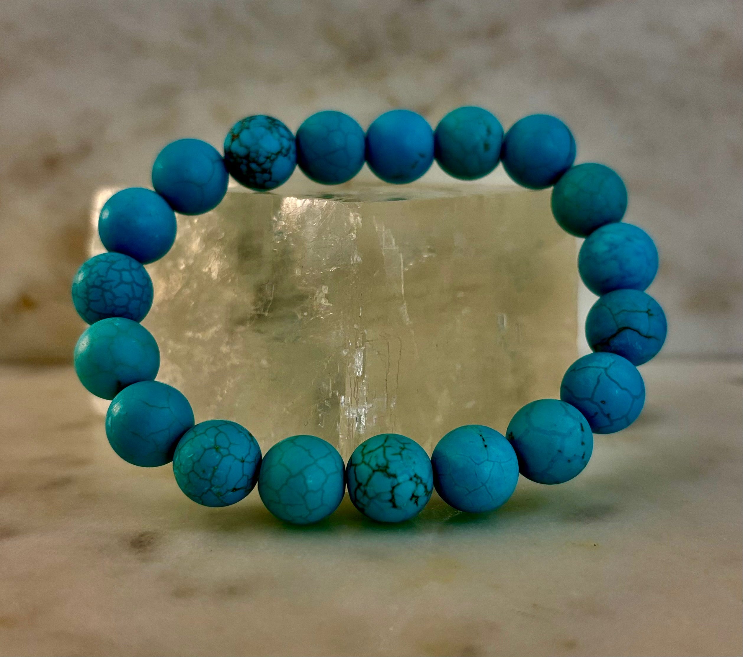 Tranquil Strength Magnesite Turquoise Bracelet – 10mm Matte Reiki-Infused Power Bracelet (Medium–Large Fit)