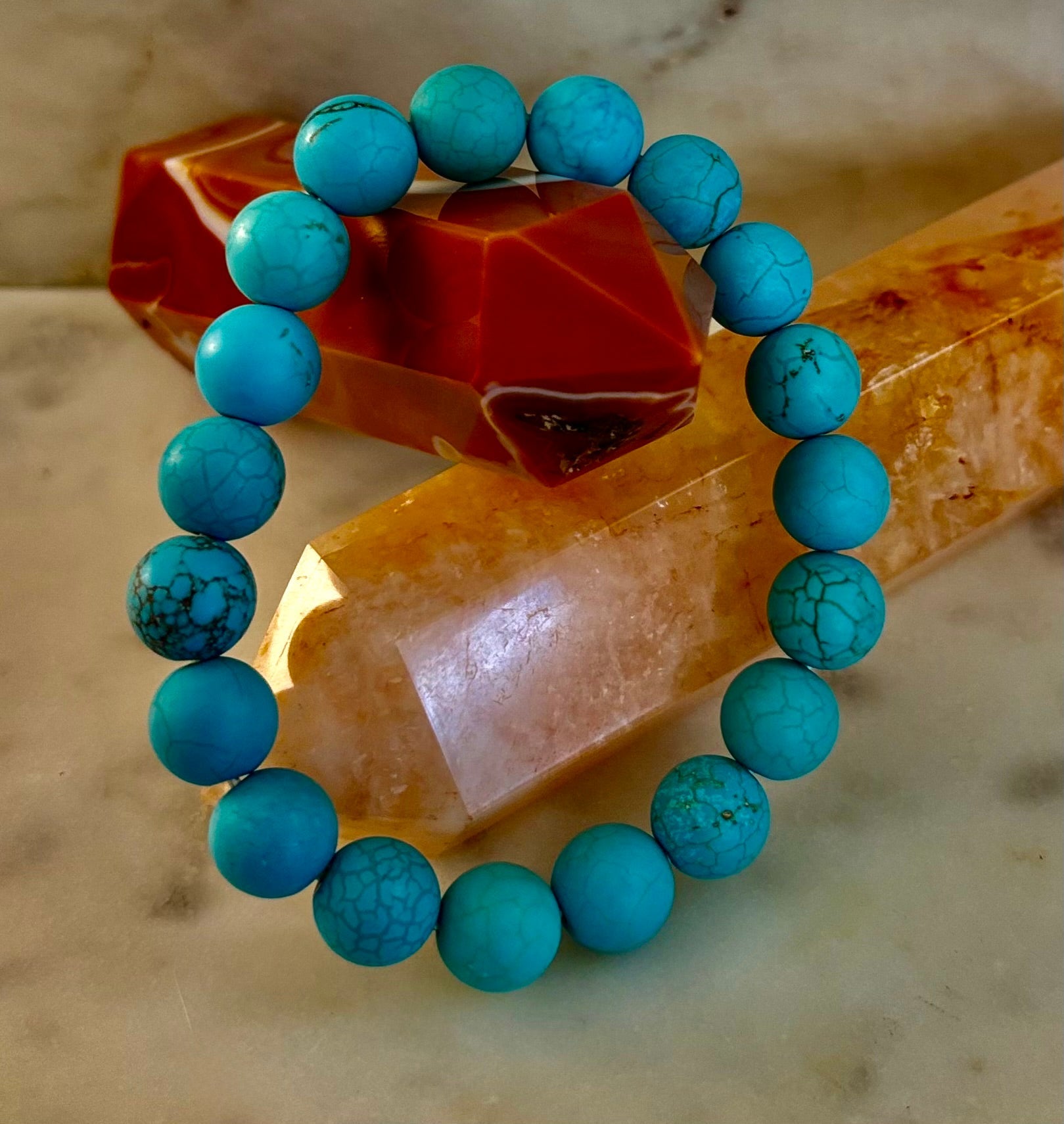 Tranquil Strength Magnesite Turquoise Bracelet – 10mm Matte Reiki-Infused Power Bracelet (Medium–Large Fit)