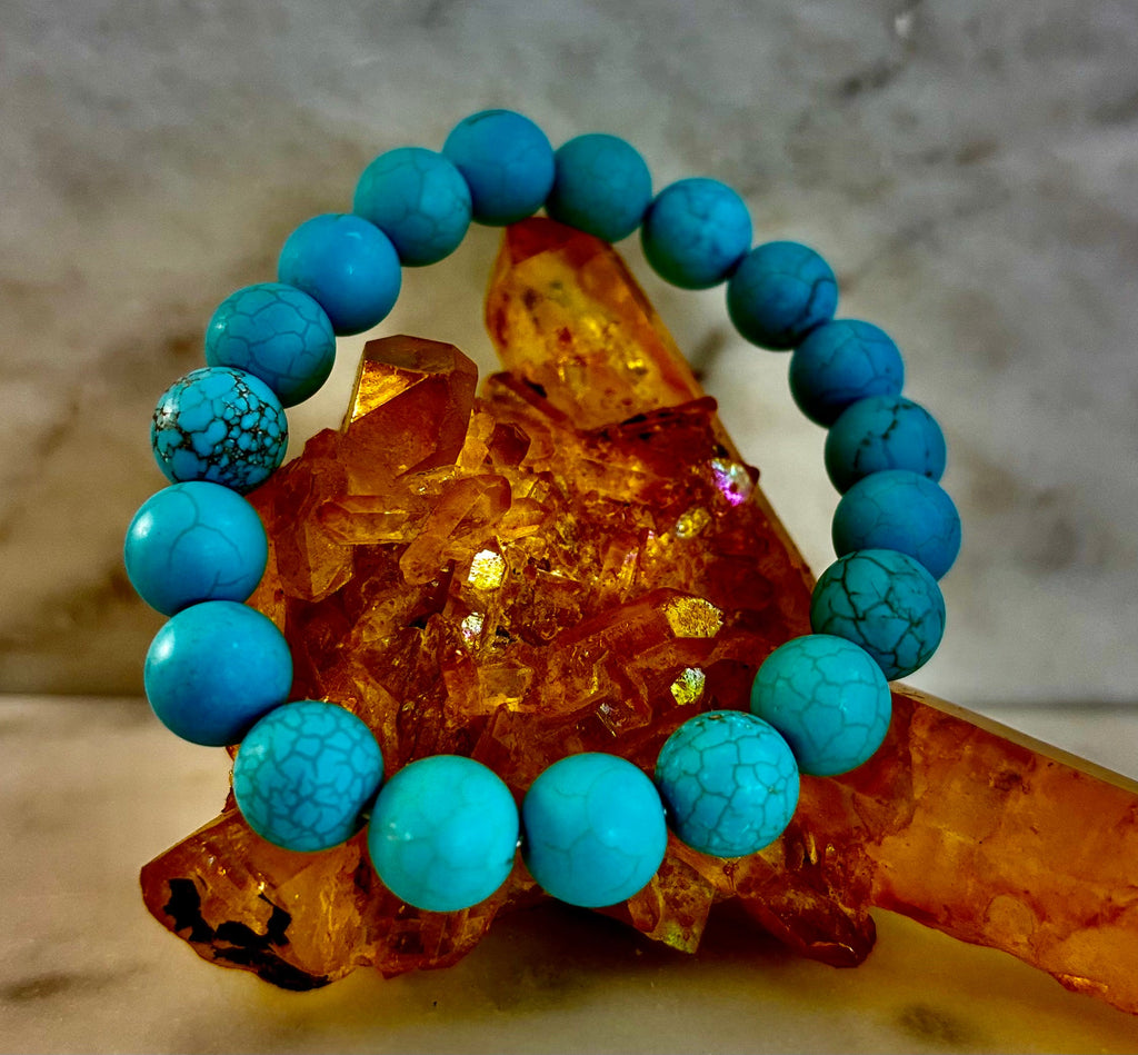 Tranquil Strength Magnesite Turquoise Bracelet – 10mm Matte Reiki-Infused Power Bracelet (Medium–Large Fit)