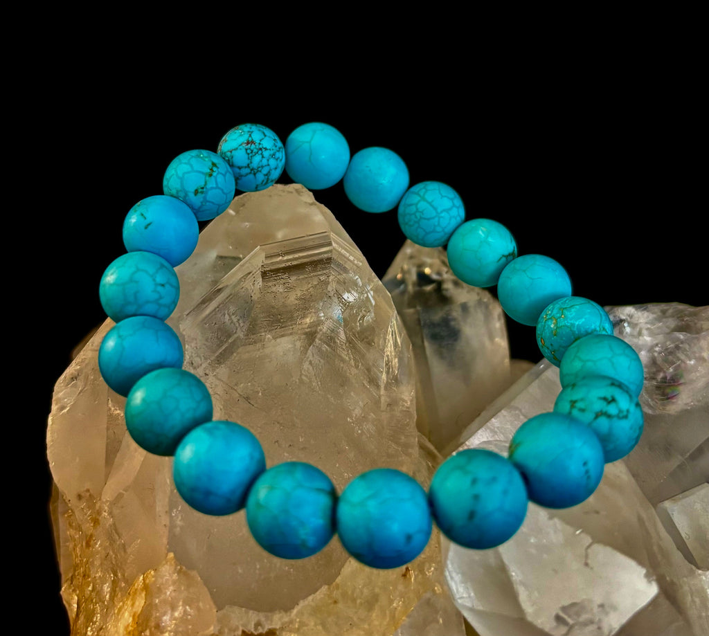 Tranquil Strength Magnesite Turquoise Bracelet – 10mm Matte Reiki-Infused Power Bracelet (Medium–Large Fit)