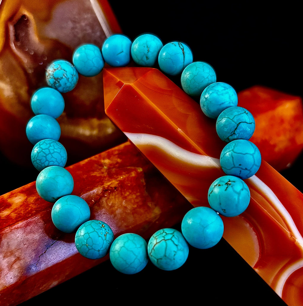 Tranquil Strength Magnesite Turquoise Bracelet – 10mm Matte Reiki-Infused Power Bracelet (Medium–Large Fit)