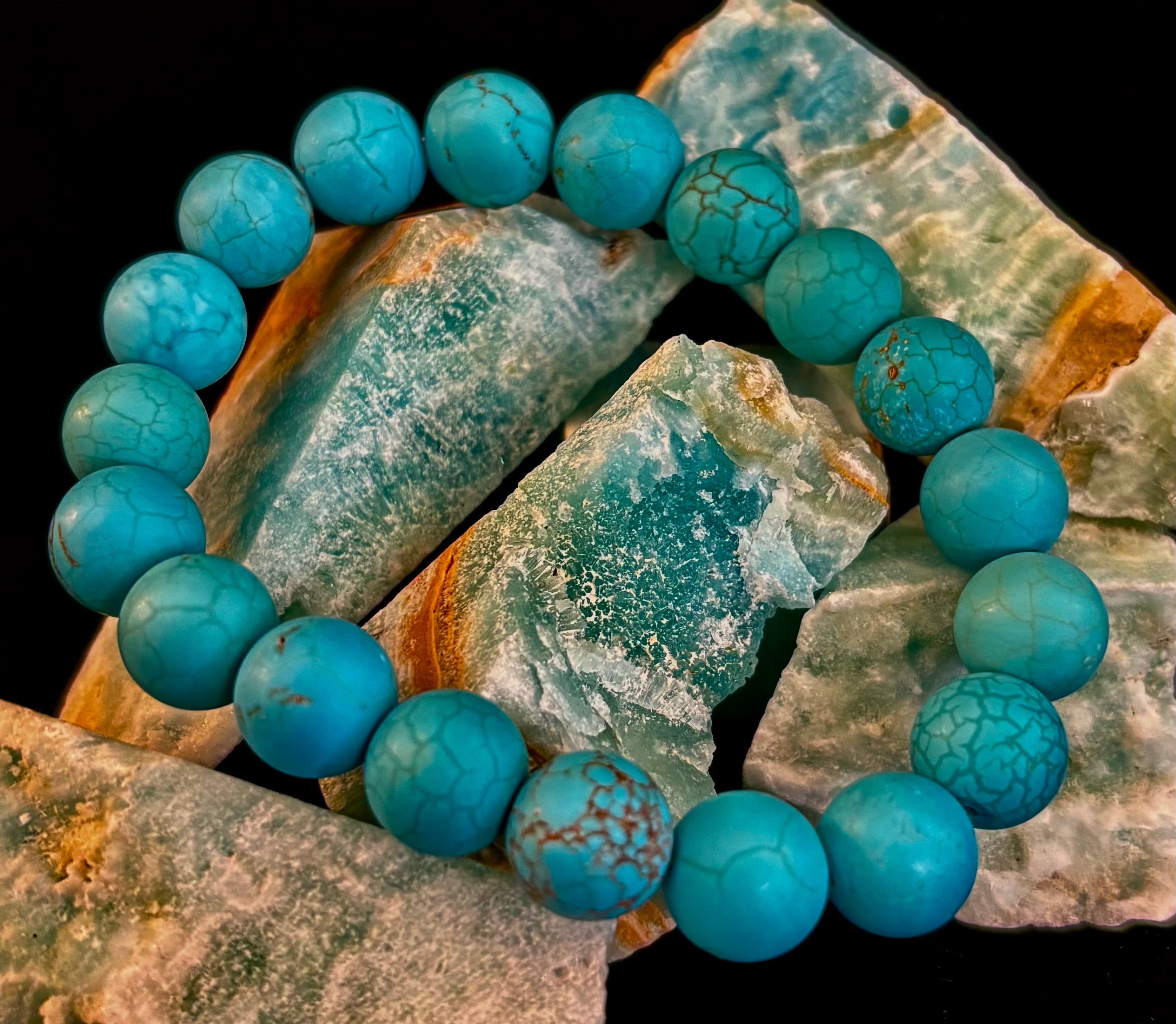 Tranquil Strength Magnesite Turquoise Bracelet – 10mm Matte Reiki-Infused Power Bracelet (Medium–Large Fit)
