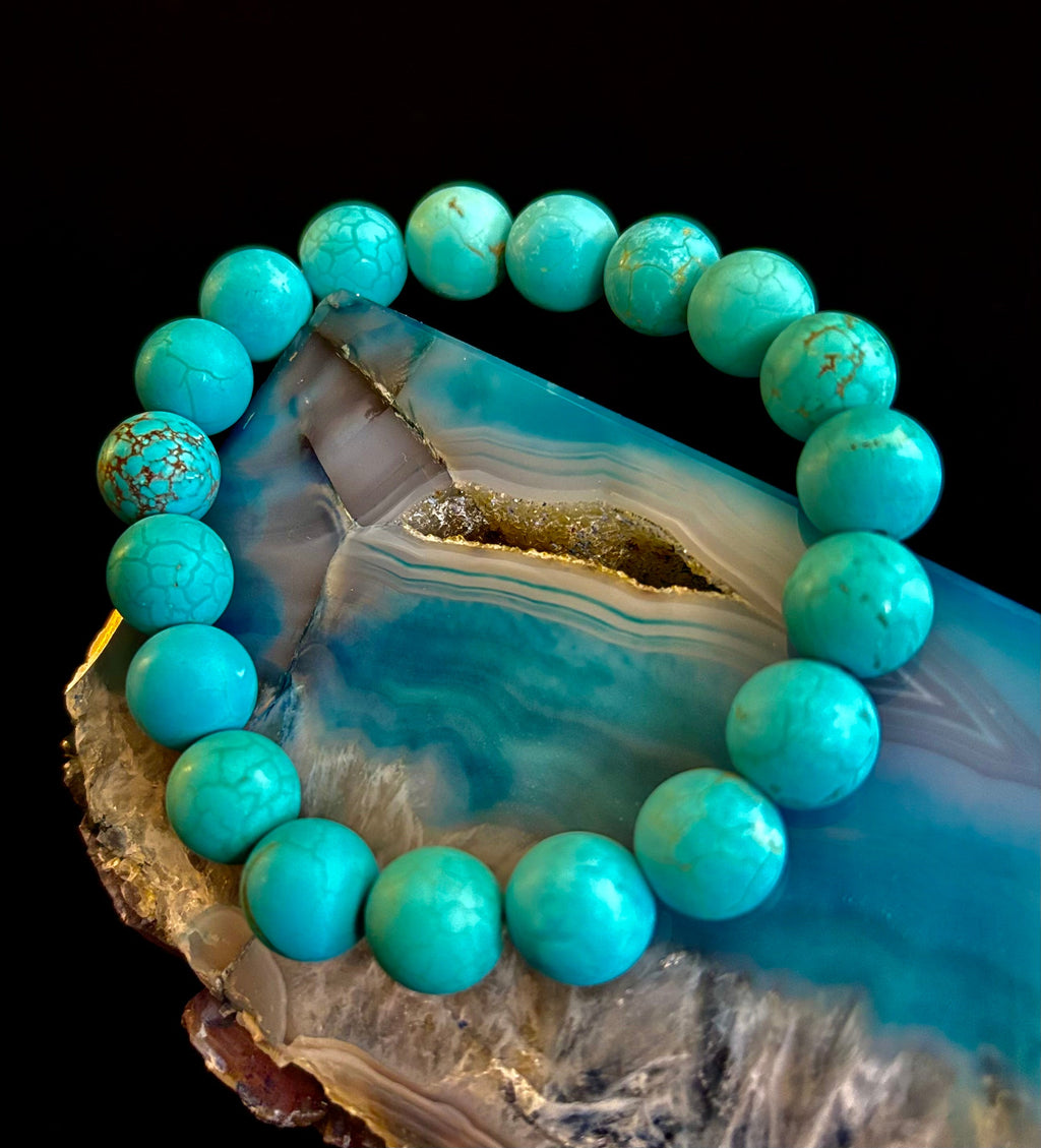 Tranquil Strength Magnesite Turquoise Bracelet – 10mm Matte Reiki-Infused Power Bracelet (Medium–Large Fit)