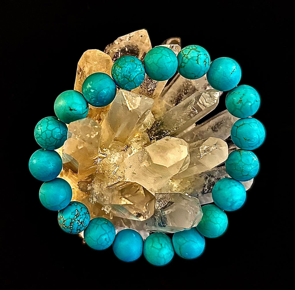Tranquil Strength Magnesite Turquoise Bracelet – 10mm Matte Reiki-Infused Power Bracelet (Medium–Large Fit)