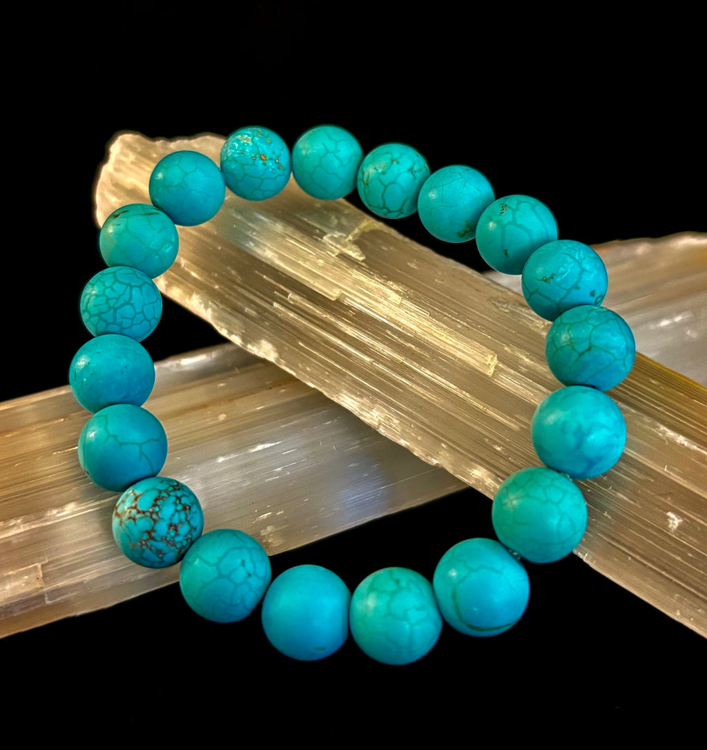 Tranquil Strength Magnesite Turquoise Bracelet – 10mm Matte Reiki-Infused Power Bracelet (Medium–Large Fit)