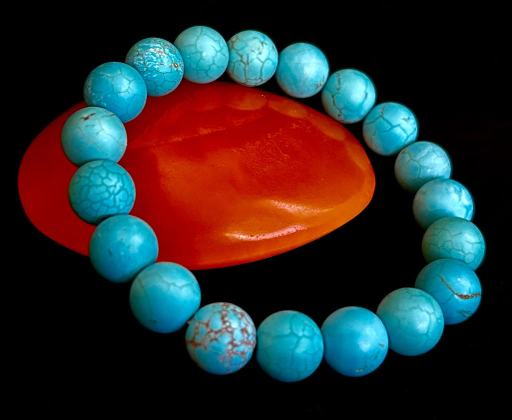 Tranquil Strength Magnesite Turquoise Bracelet – 10mm Matte Reiki-Infused Power Bracelet (Medium–Large Fit)