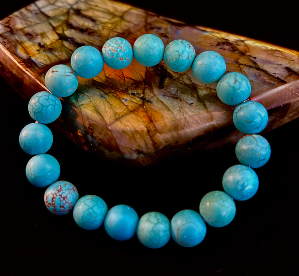 Tranquil Strength Magnesite Turquoise Bracelet – 10mm Matte Reiki-Infused Power Bracelet (Medium–Large Fit)