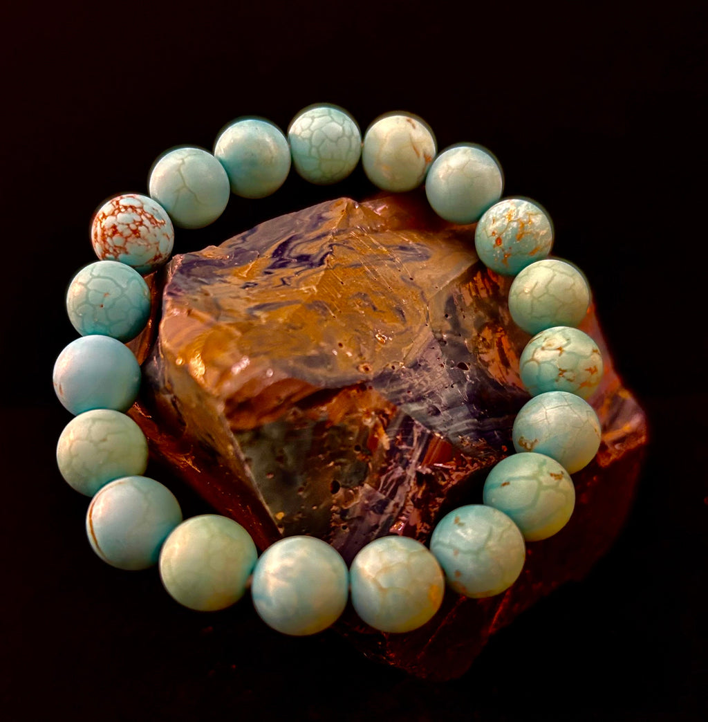 Tranquil Strength Magnesite Turquoise Bracelet – 10mm Matte Reiki-Infused Power Bracelet (Medium–Large Fit)