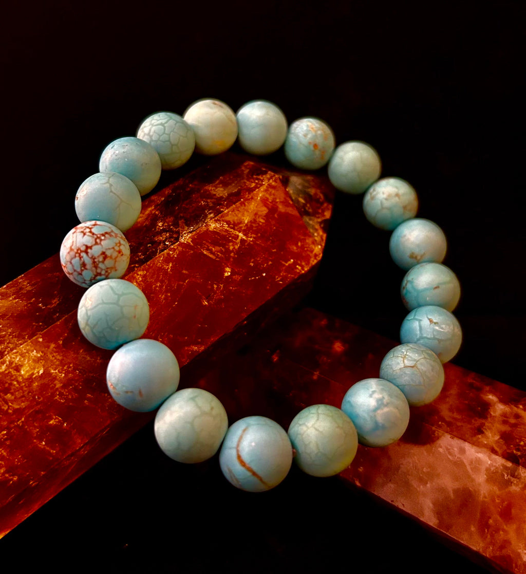 Tranquil Strength Magnesite Turquoise Bracelet – 10mm Matte Reiki-Infused Power Bracelet (Medium–Large Fit)