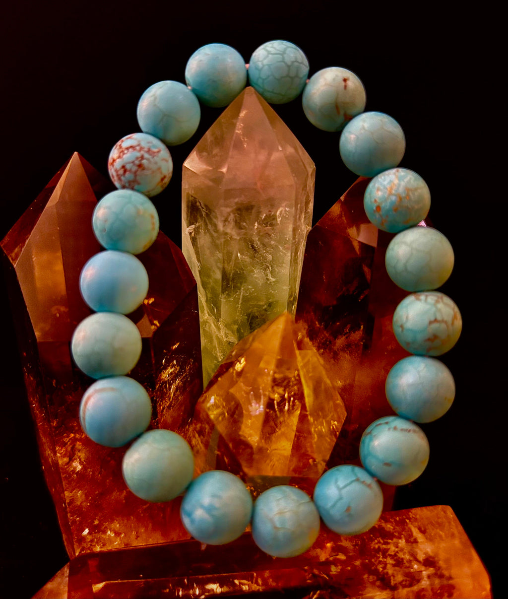 Tranquil Strength Magnesite Turquoise Bracelet – 10mm Matte Reiki-Infused Power Bracelet (Medium–Large Fit)