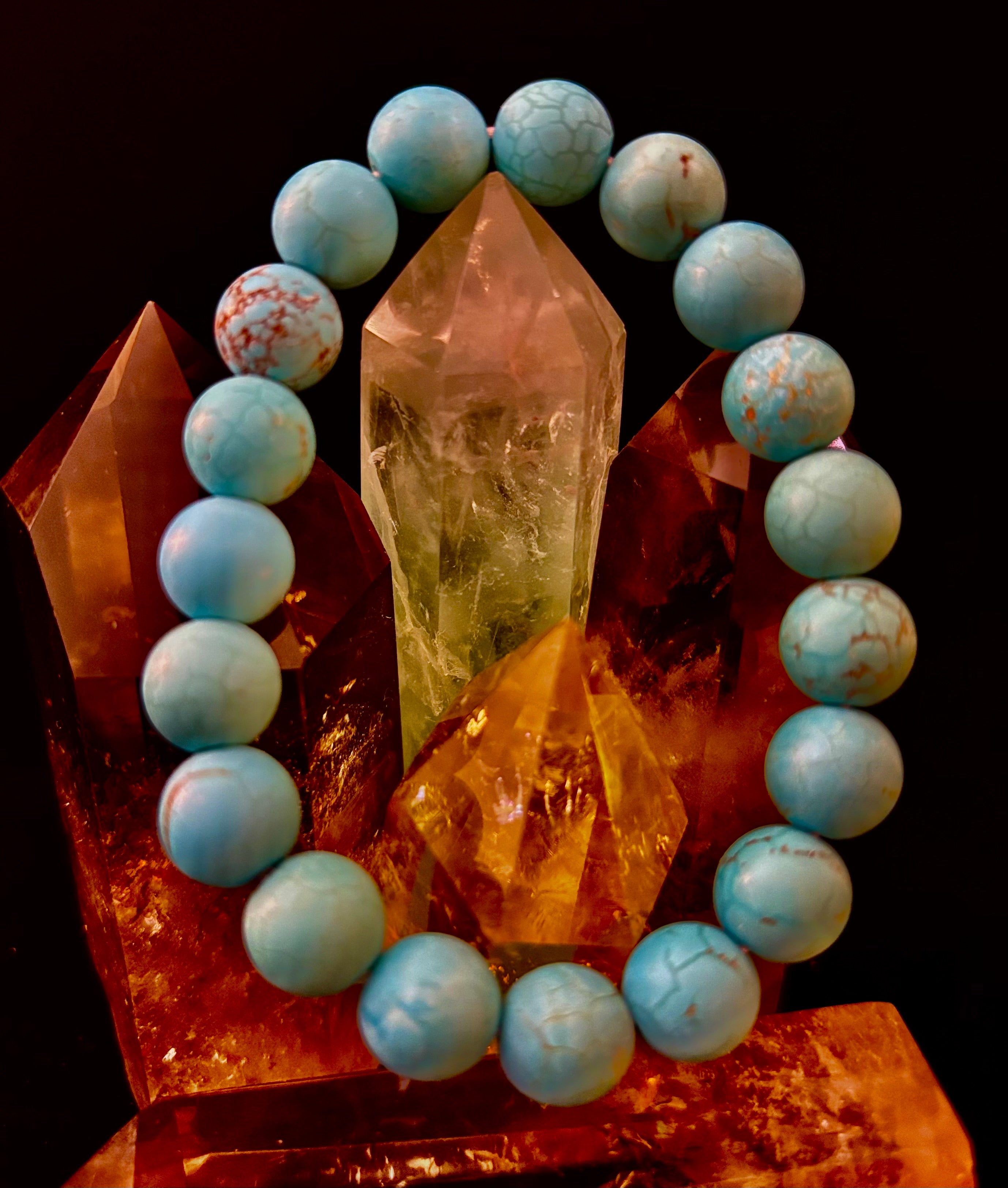 Tranquil Strength Magnesite Turquoise Bracelet – 10mm Matte Reiki-Infused Power Bracelet (Medium–Large Fit)