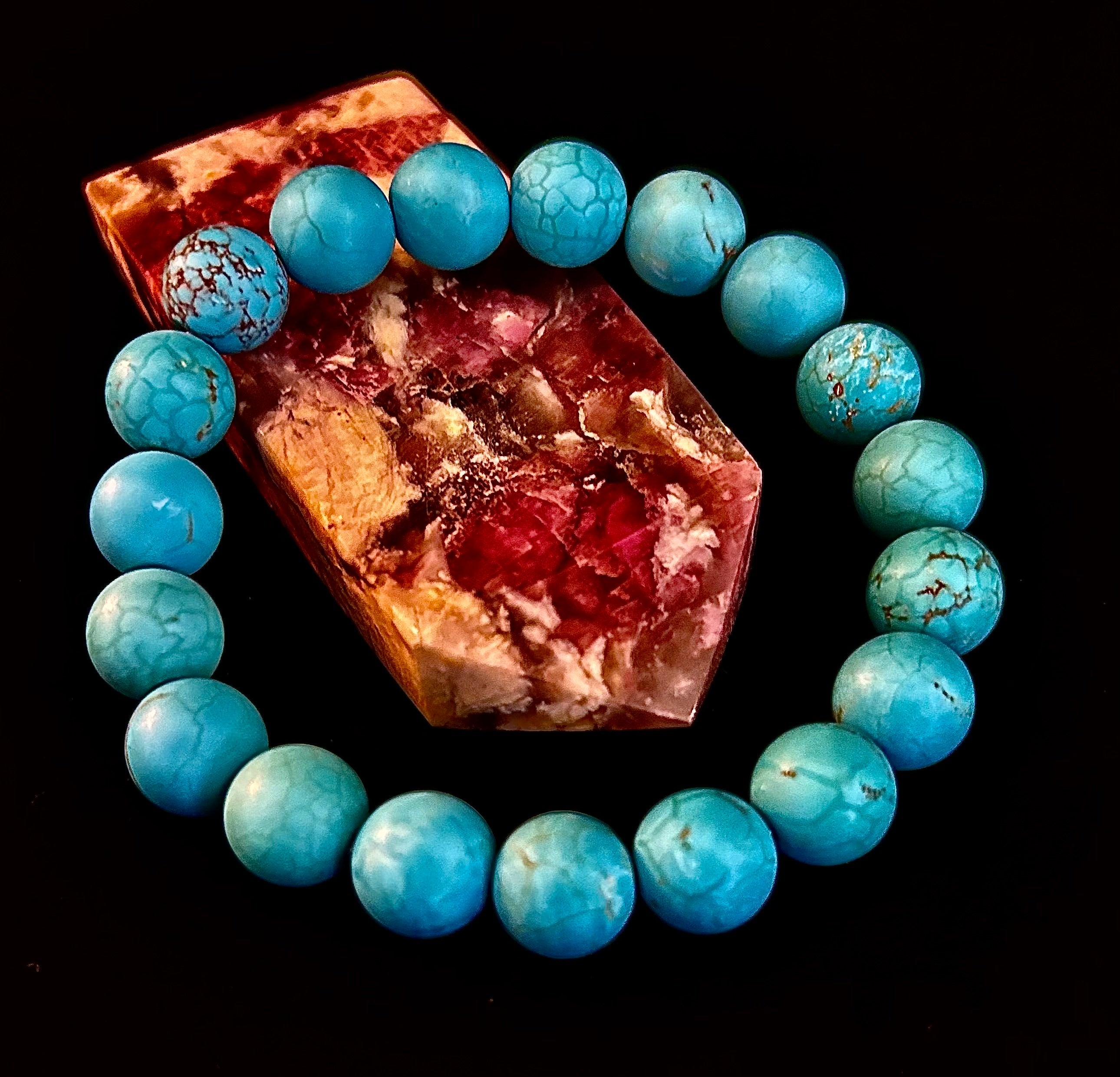 Tranquil Strength Magnesite Turquoise Bracelet – 10mm Matte Reiki-Infused Power Bracelet (Medium–Large Fit)