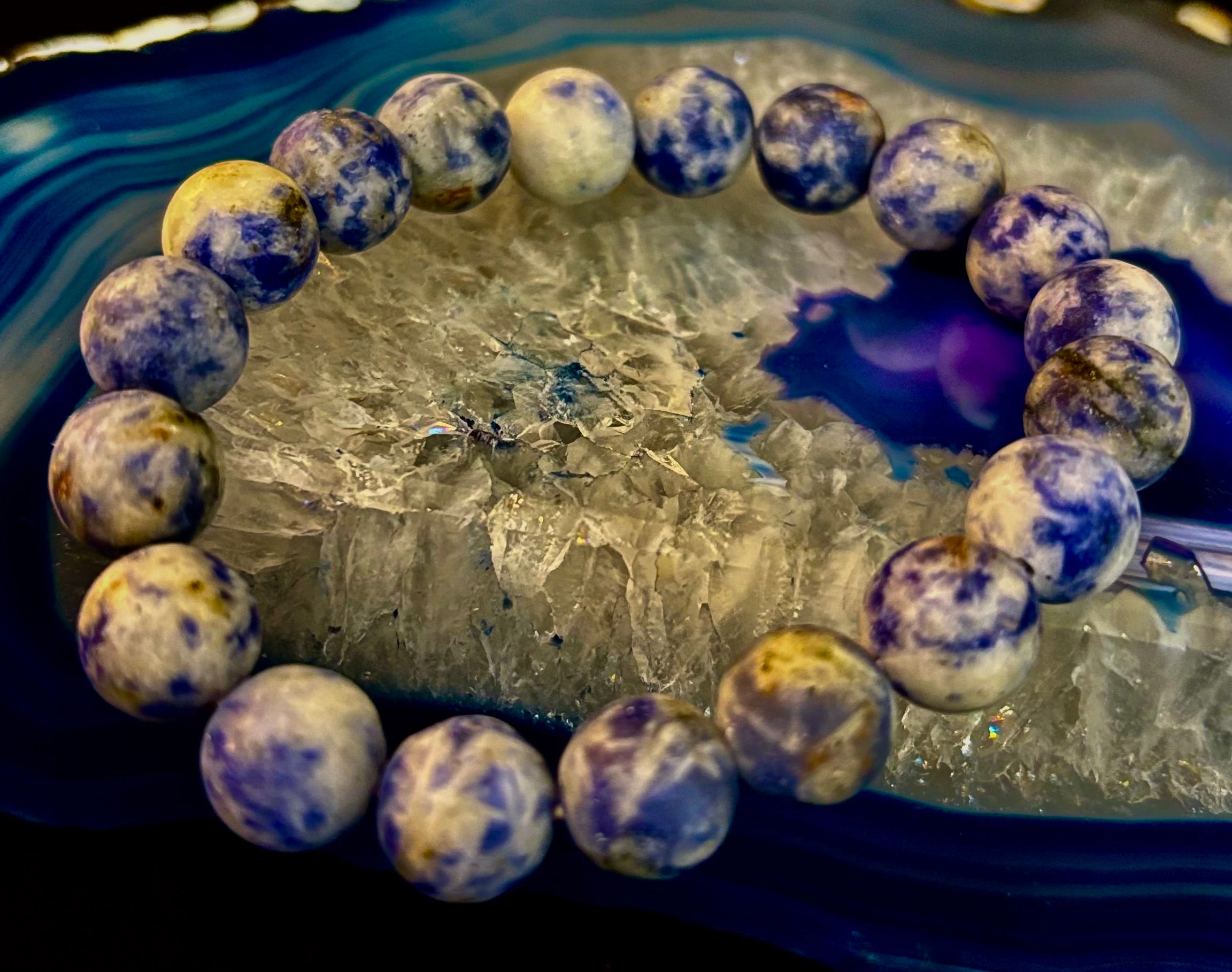 Clarity Stone Sodalite Bracelet – 10mm Matte Reiki-Infused Calm & Communication Power Bracelet (Medium–Large Fit)
