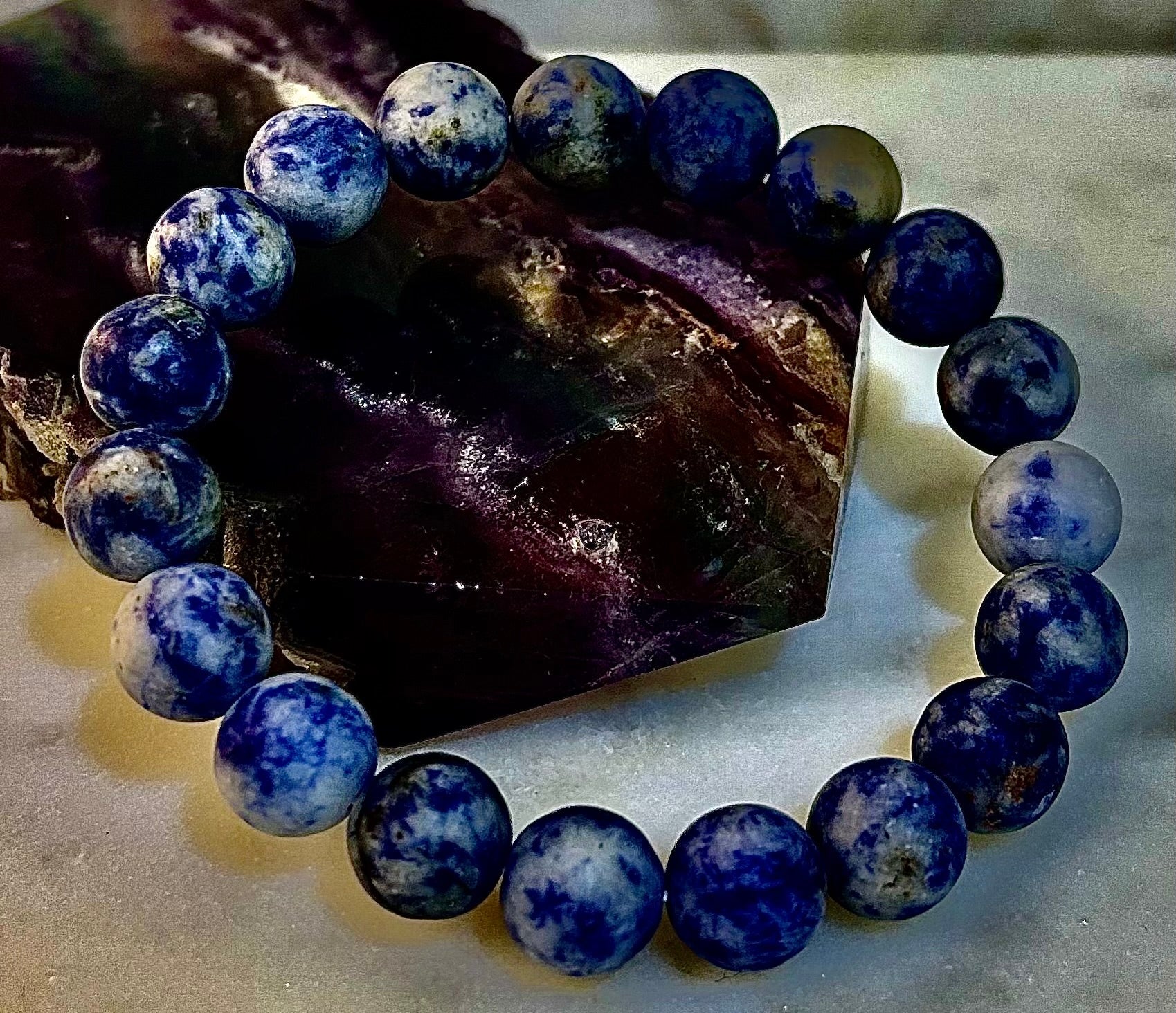 Clarity Stone Sodalite Bracelet – 10mm Matte Reiki-Infused Calm & Communication Power Bracelet (Medium–Large Fit)