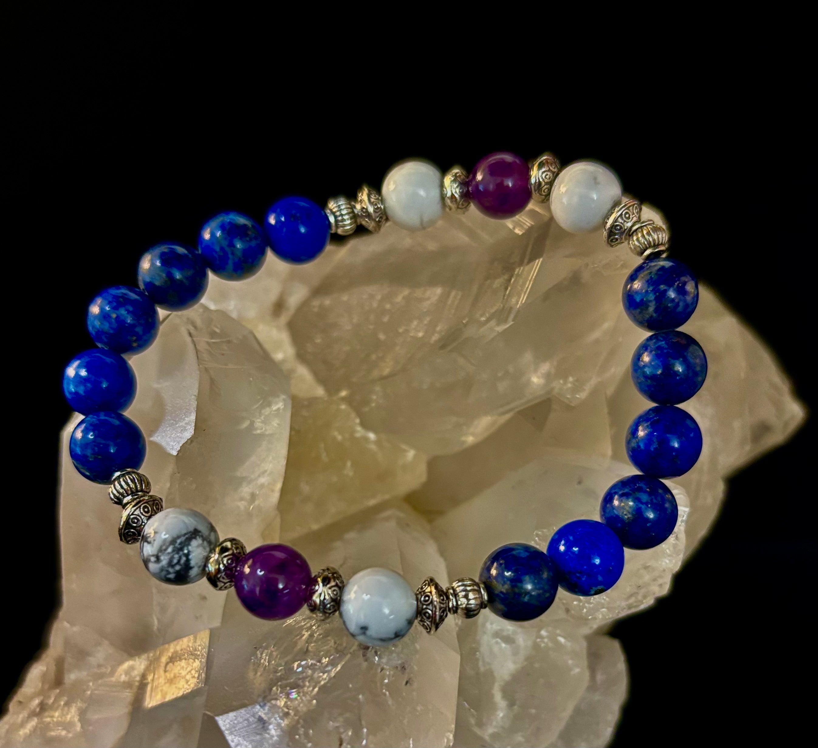 Clear Mind Mental Clarity Bracelet – Howlite, Lapis & Amethyst