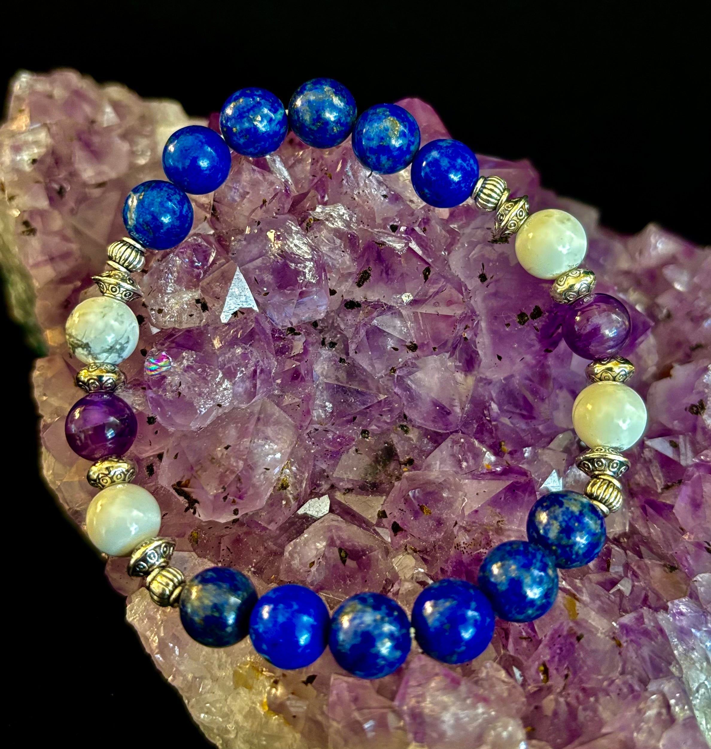Clear Mind Mental Clarity Bracelet – Howlite, Lapis & Amethyst
