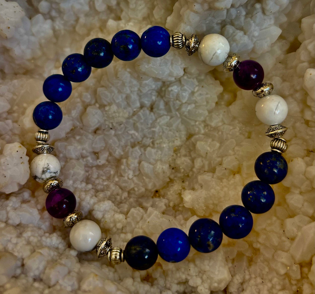Clear Mind Mental Clarity Bracelet – Howlite, Lapis & Amethyst