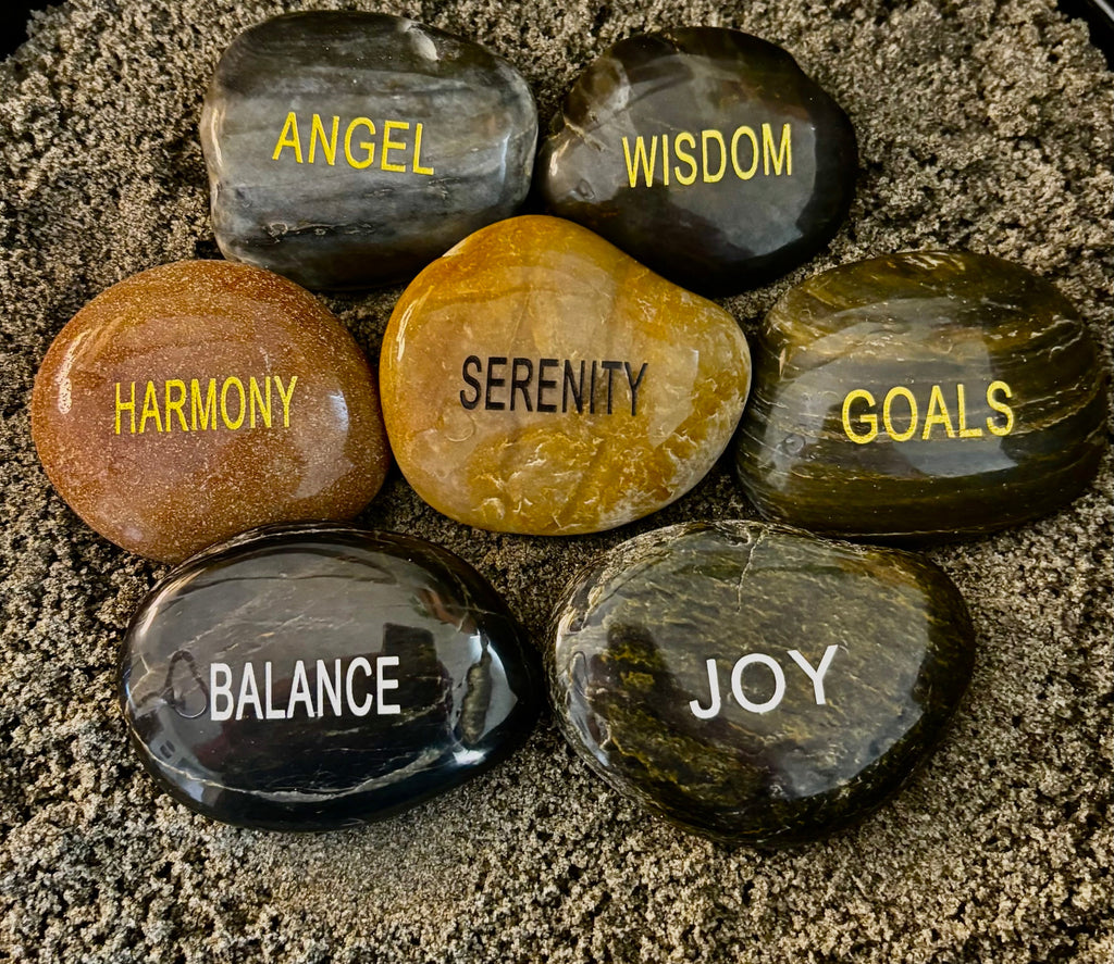 Intention Energy Stones – Engraved River Rock Collection (Larger sized, and gift bagged!)