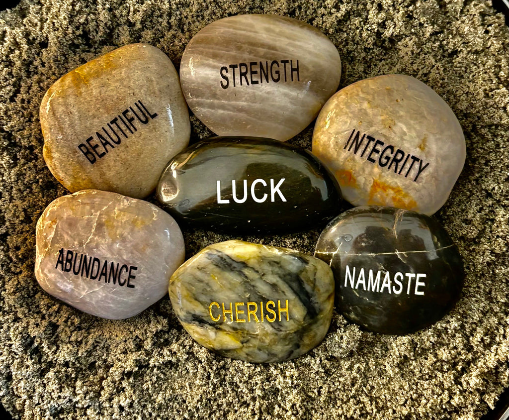 Intention Energy Stones – Engraved River Rock Collection (Larger sized, and gift bagged!)