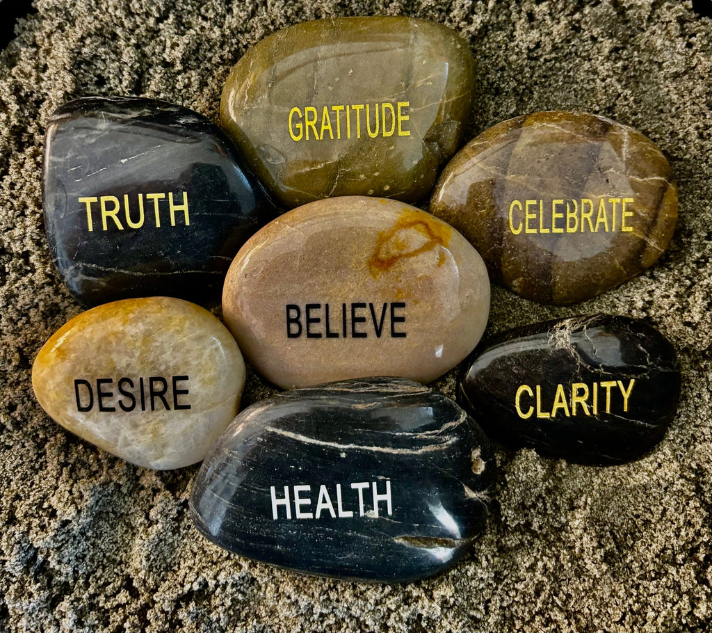 Intention Energy Stones – Engraved River Rock Collection (Larger sized, and gift bagged!)
