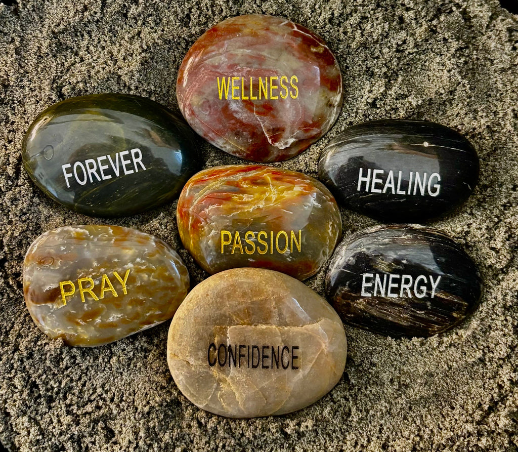 Intention Energy Stones – Engraved River Rock Collection (Larger sized, and gift bagged!)