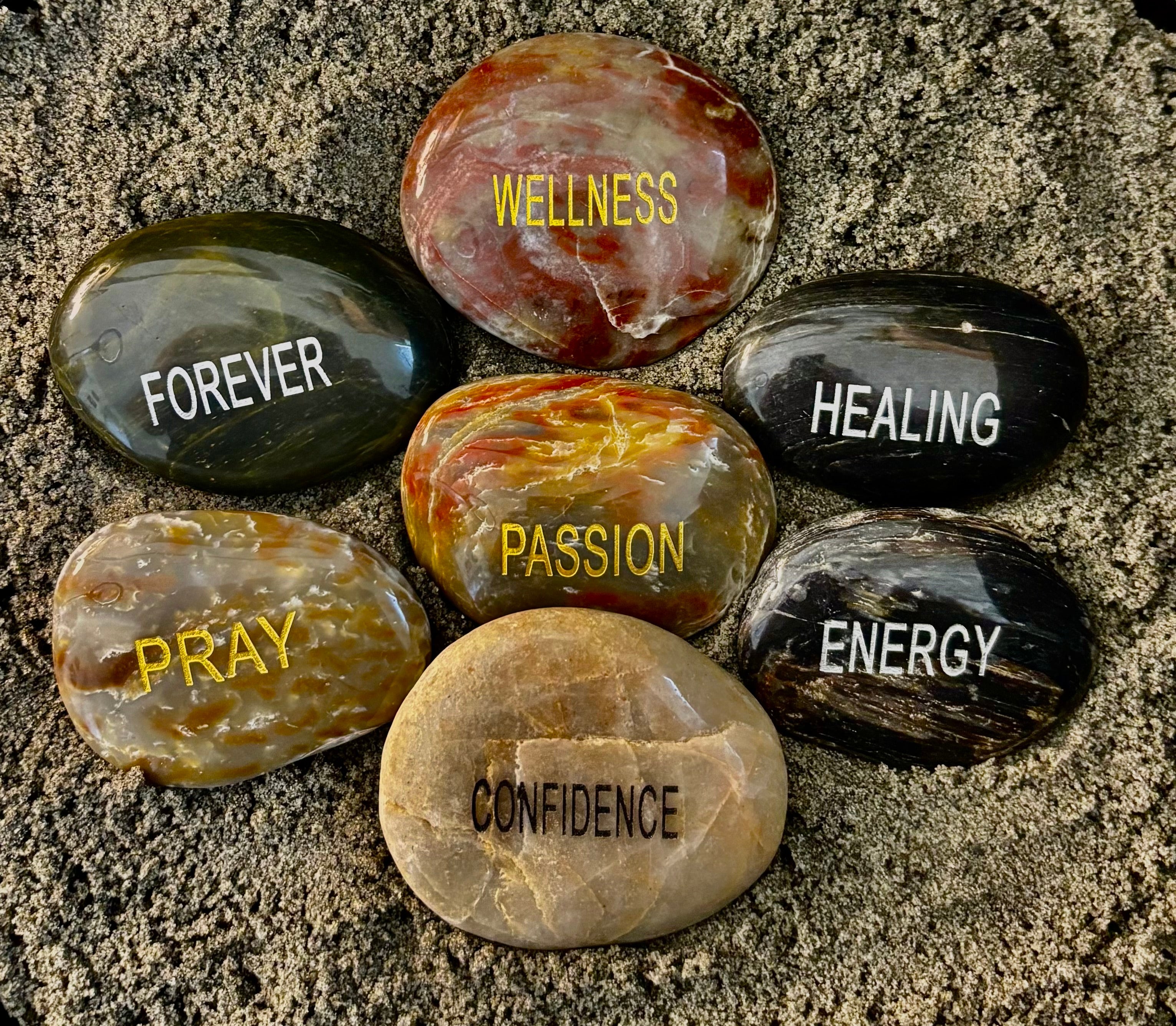 Intention Energy Stones – Engraved River Rock Collection (Larger sized, and gift bagged!)