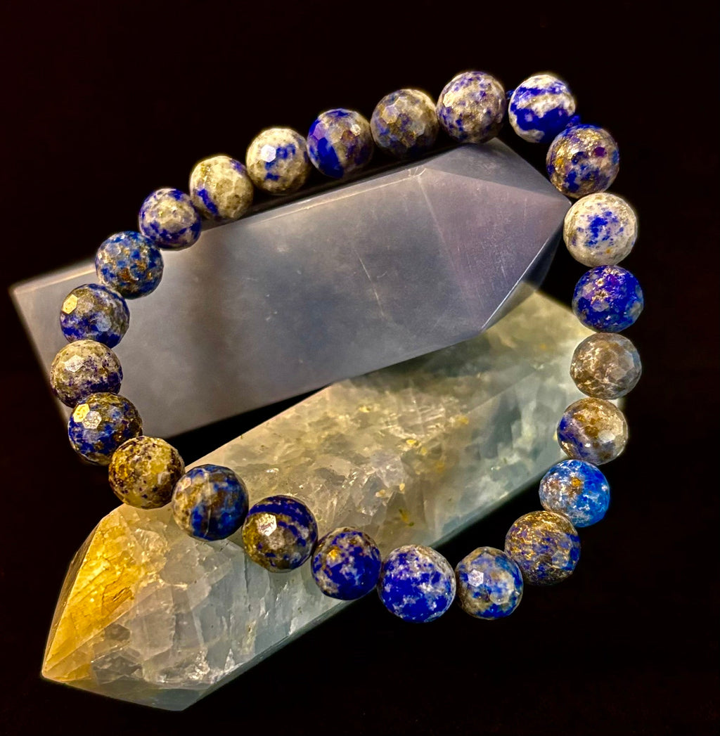 Clarity & Confidence Lapis Lazuli Bracelet – 8mm Polyhedral Gemstone Bracelet