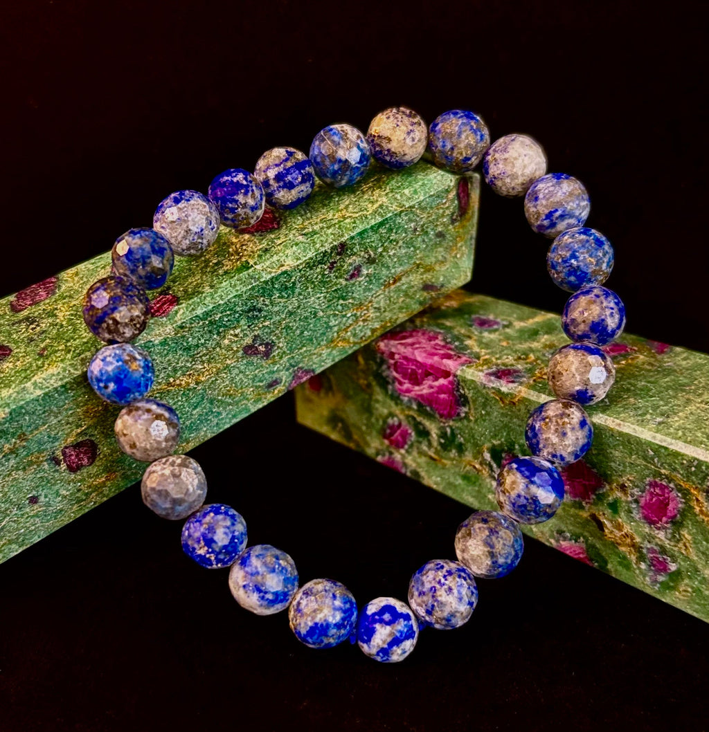 Clarity & Confidence Lapis Lazuli Bracelet – 8mm Polyhedral Gemstone Bracelet